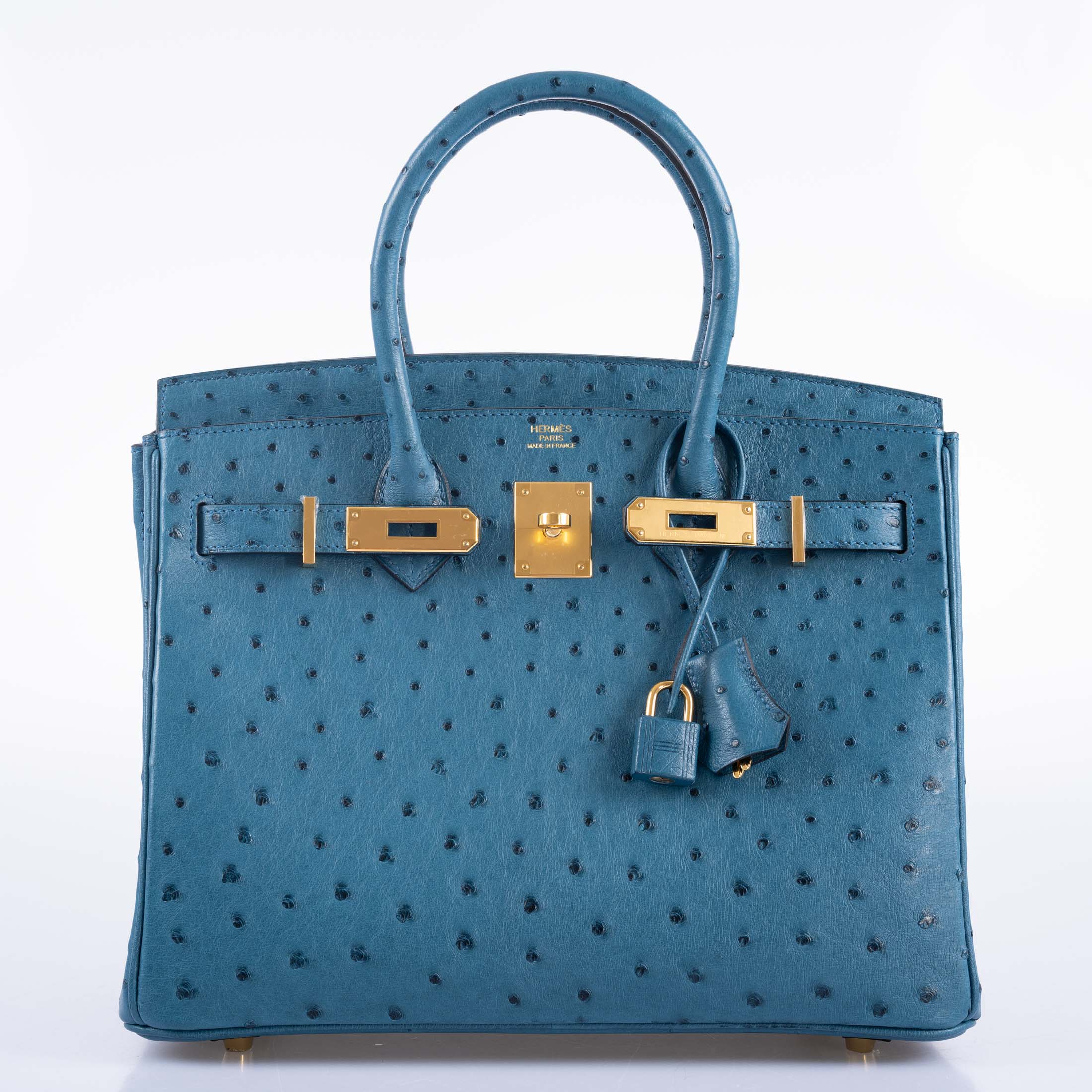 Hermès Birkin 30 Blue Colvert Ostrich Gold Hardware