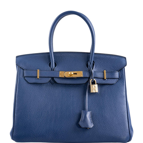 Hermès Birkin 30 Blue De Galice Clemence with Gold Hardware