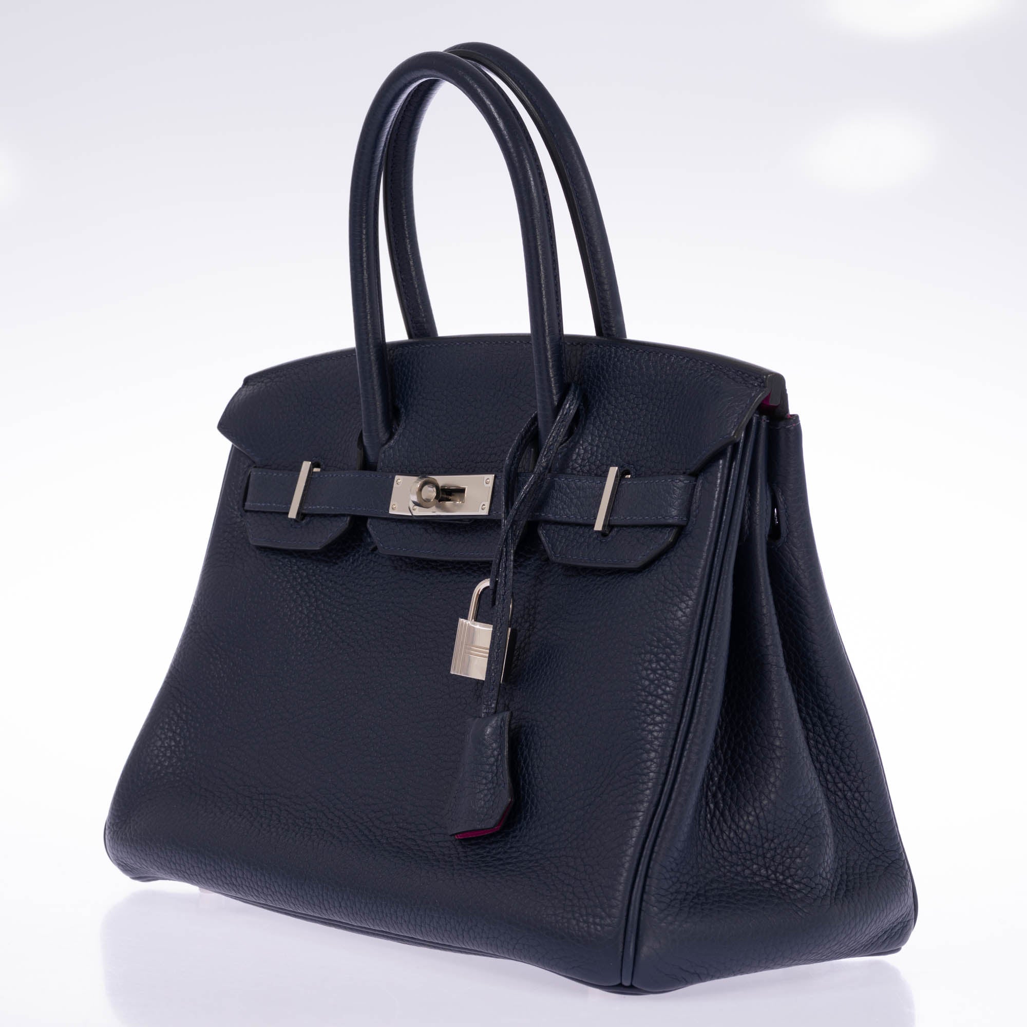 Hermès Birkin 30 Blue Nuit Verso Rose Pourpre Togo Palladium Hardware