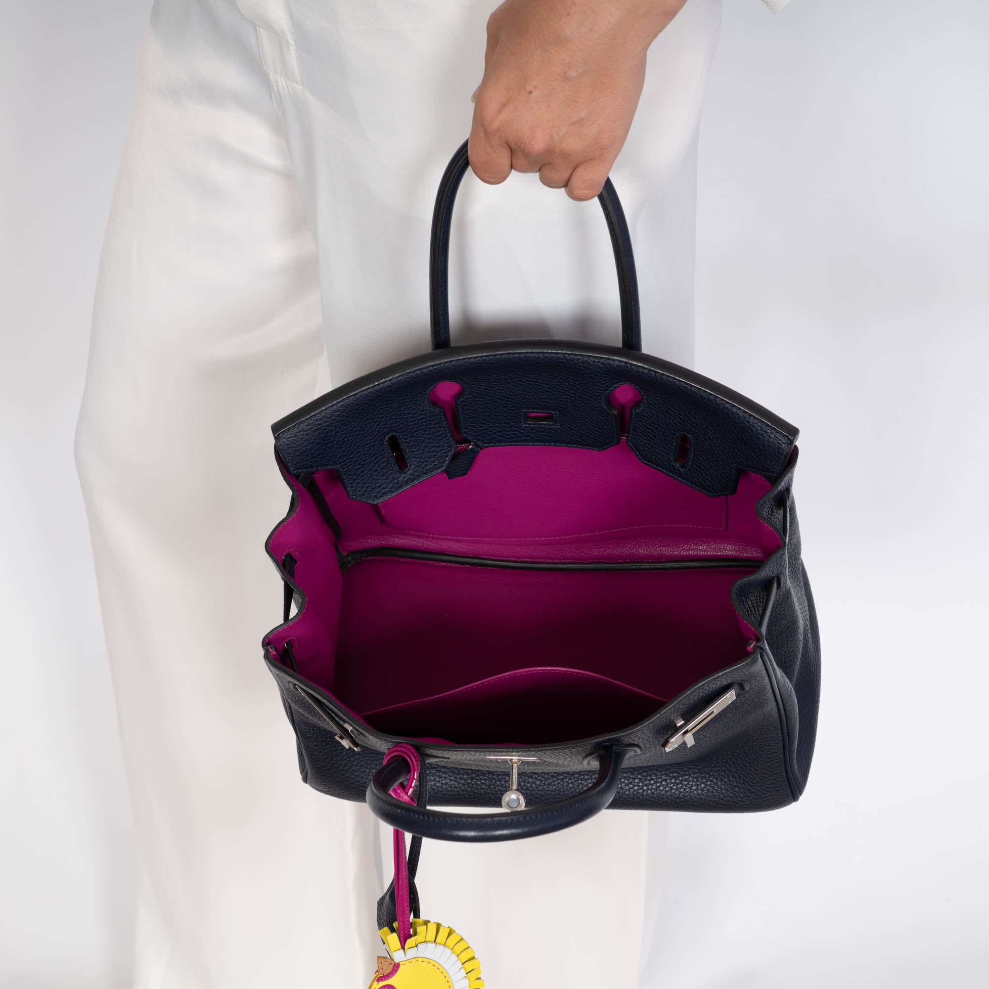 Hermès Birkin 30 Blue Nuit Verso Rose Pourpre Togo Palladium Hardware