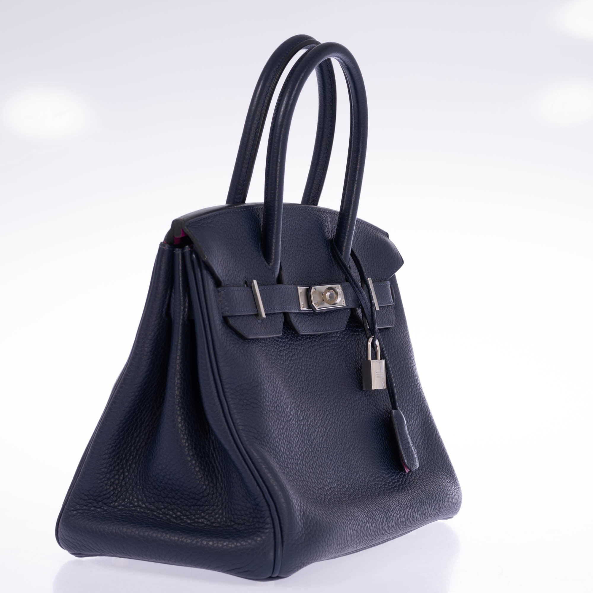 Hermès Birkin 30 Blue Nuit Verso Rose Pourpre Togo Palladium Hardware