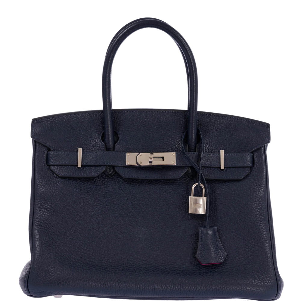 Hermès Birkin 30 Blue Nuit Verso Rose Pourpre Togo Palladium Hardware