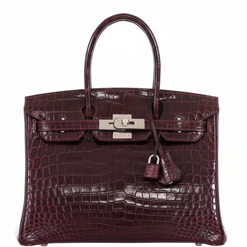 Hermès Birkin 30 Bordeaux Niloticus Crocodile Palladium Hardware