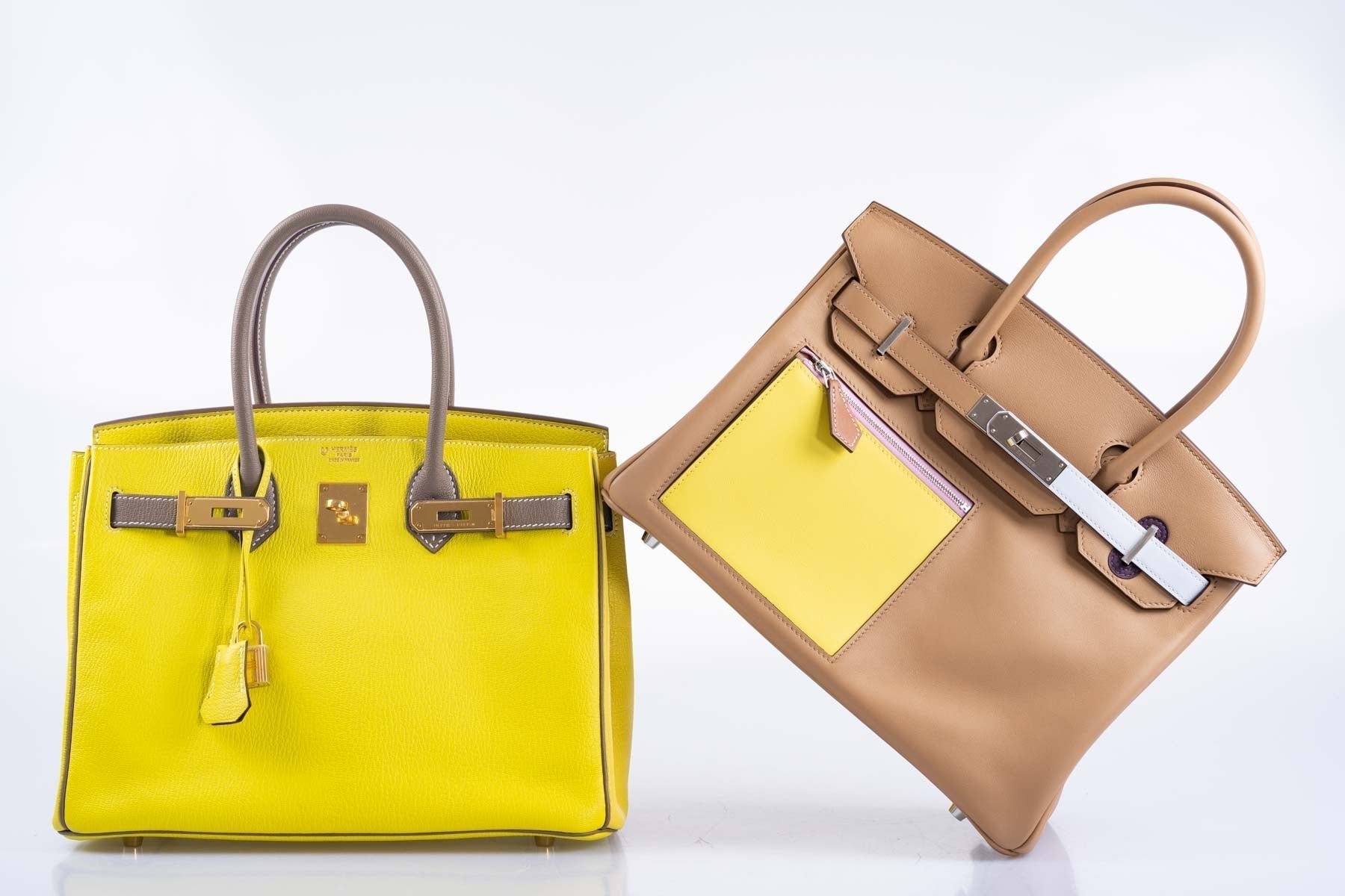 Hermès Birkin 30 Colormatic Chai, Lime, Blue Brume, and Cassis Swift Palladium Hardware