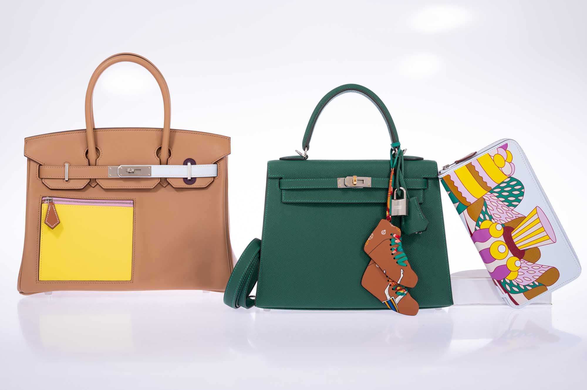 Hermès Birkin 30 Colormatic Chai, Lime, Blue Brume, and Cassis Swift Palladium Hardware