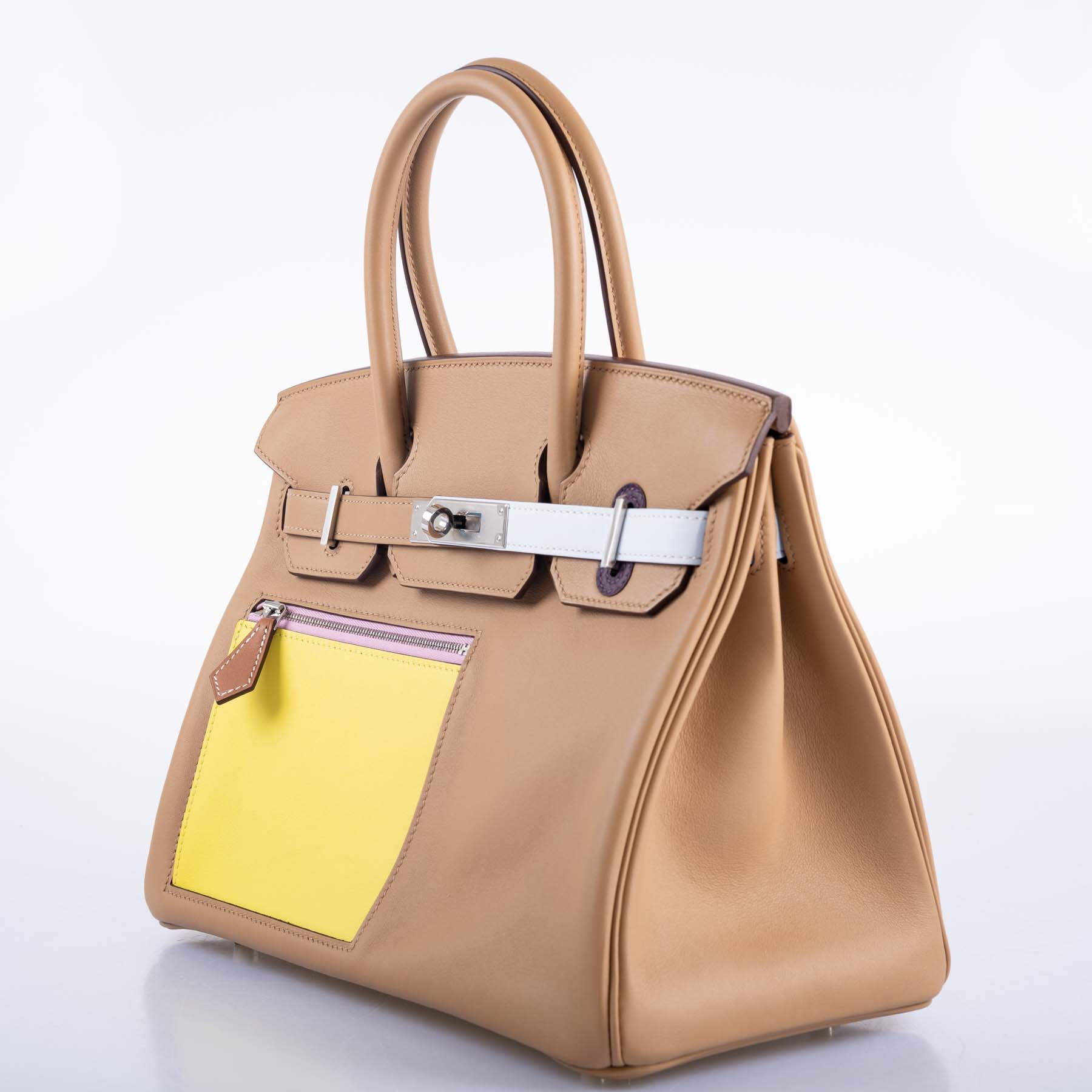 Hermès Birkin 30 Colormatic Chai, Lime, Blue Brume, and Cassis Swift Palladium Hardware