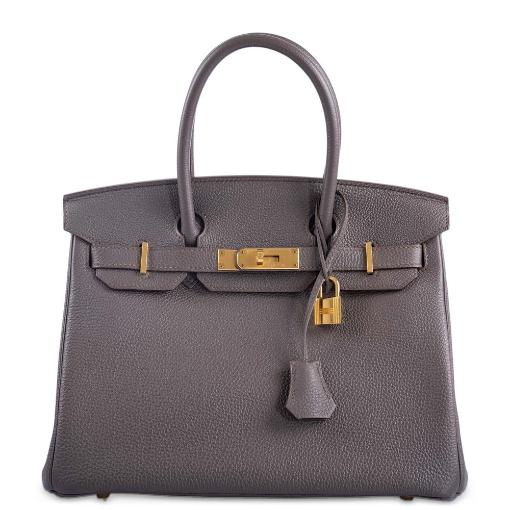 Hermès Birkin 30 Étain Togo Gold Hardware, front view