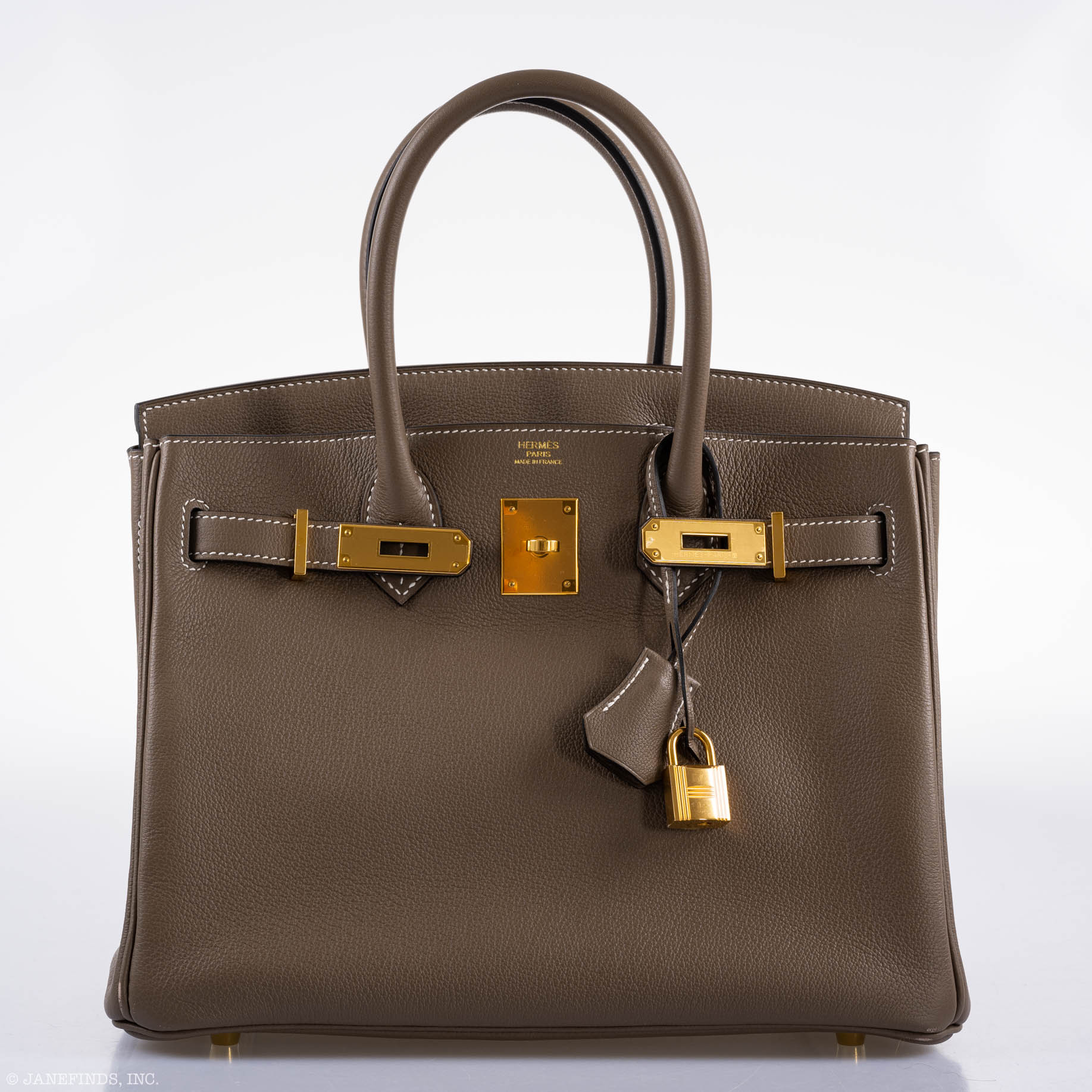 Hermès Birkin 30 Etoupe Navillo leather Gold Hardware