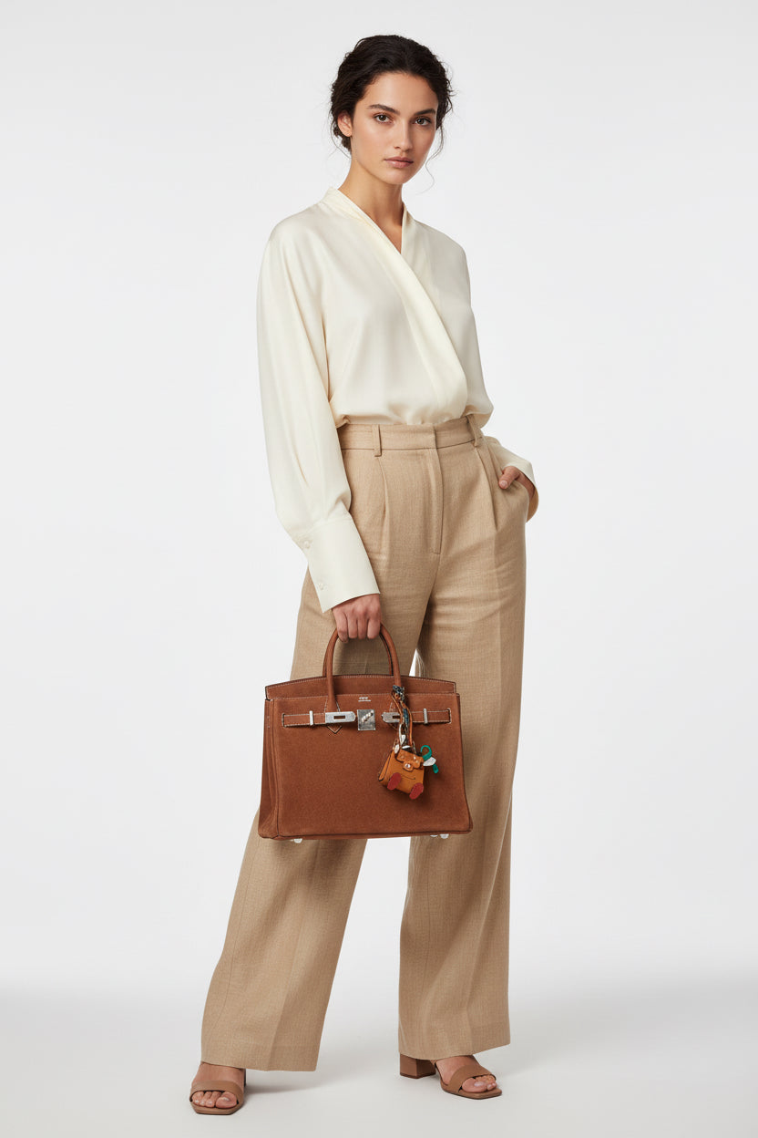 Hermès Birkin 30 Fauve Doblis Suede Palladium Hardware