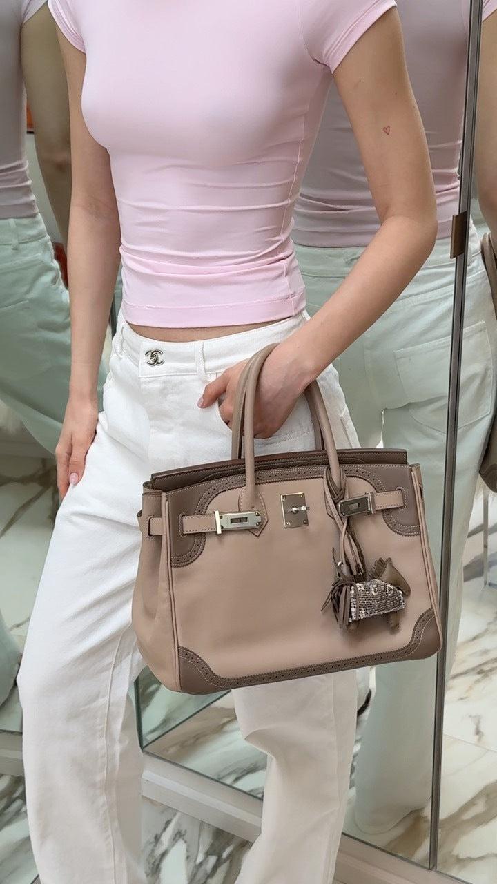 Hermès Birkin 30 Ghillies Argile & Étoupe Swift Palladium Hardware