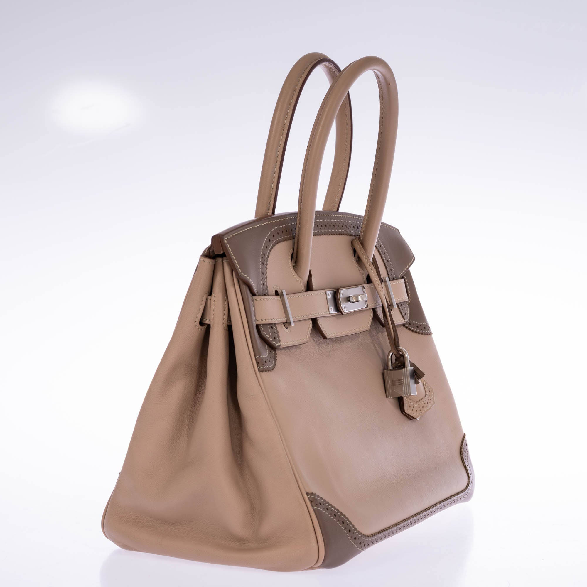Hermès Birkin 30 Ghillies Argile & Étoupe Swift Palladium Hardware
