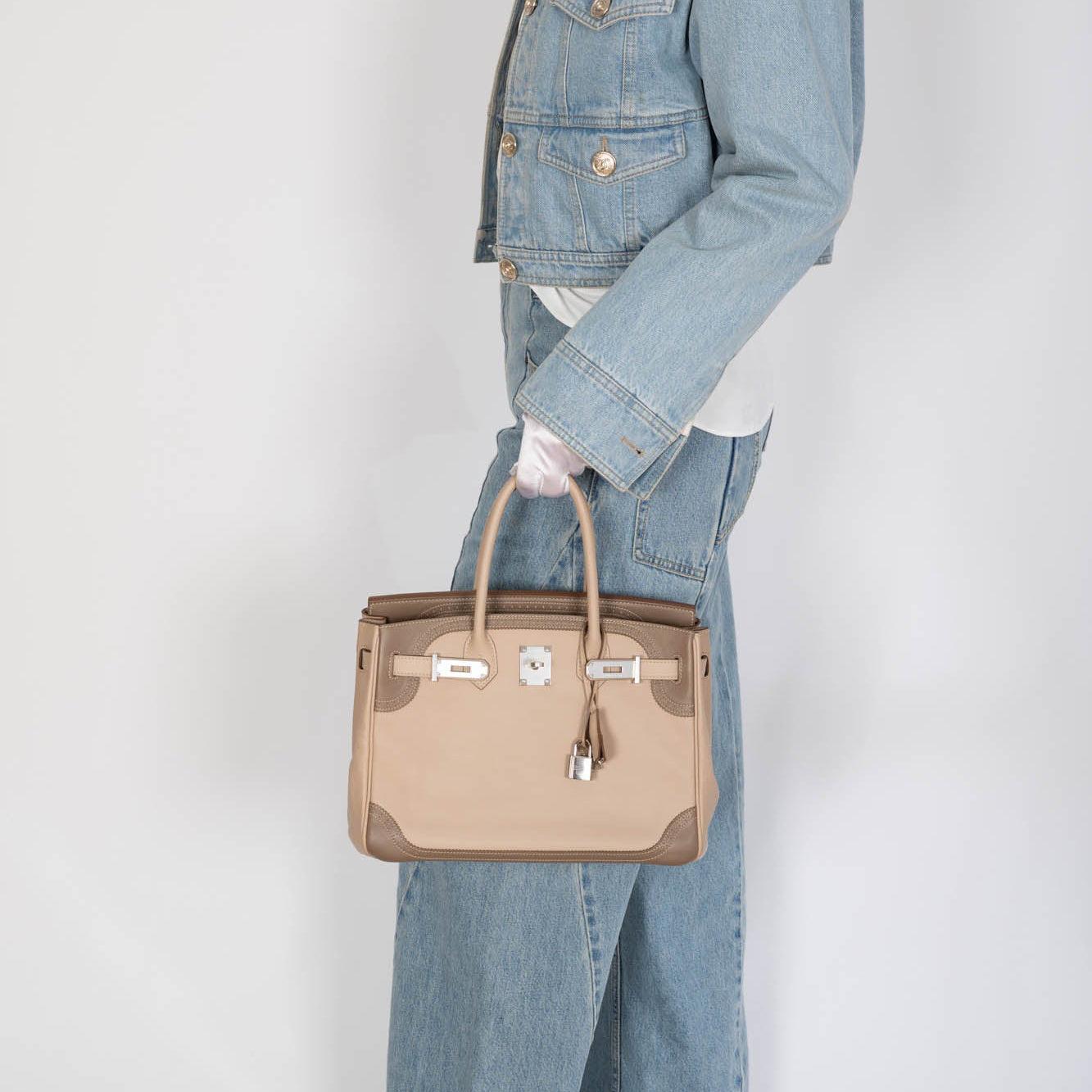 Hermès Birkin 30 Ghillies Argile & Étoupe Swift Palladium Hardware
