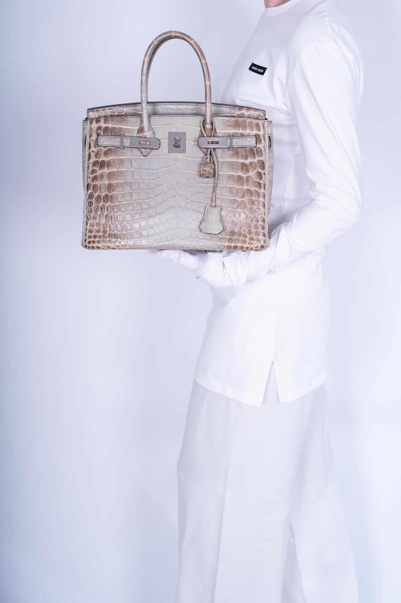 Hermès Birkin 30 Gris Cendre Himalaya Matte Niloticus Crocodile Palladium Hardware