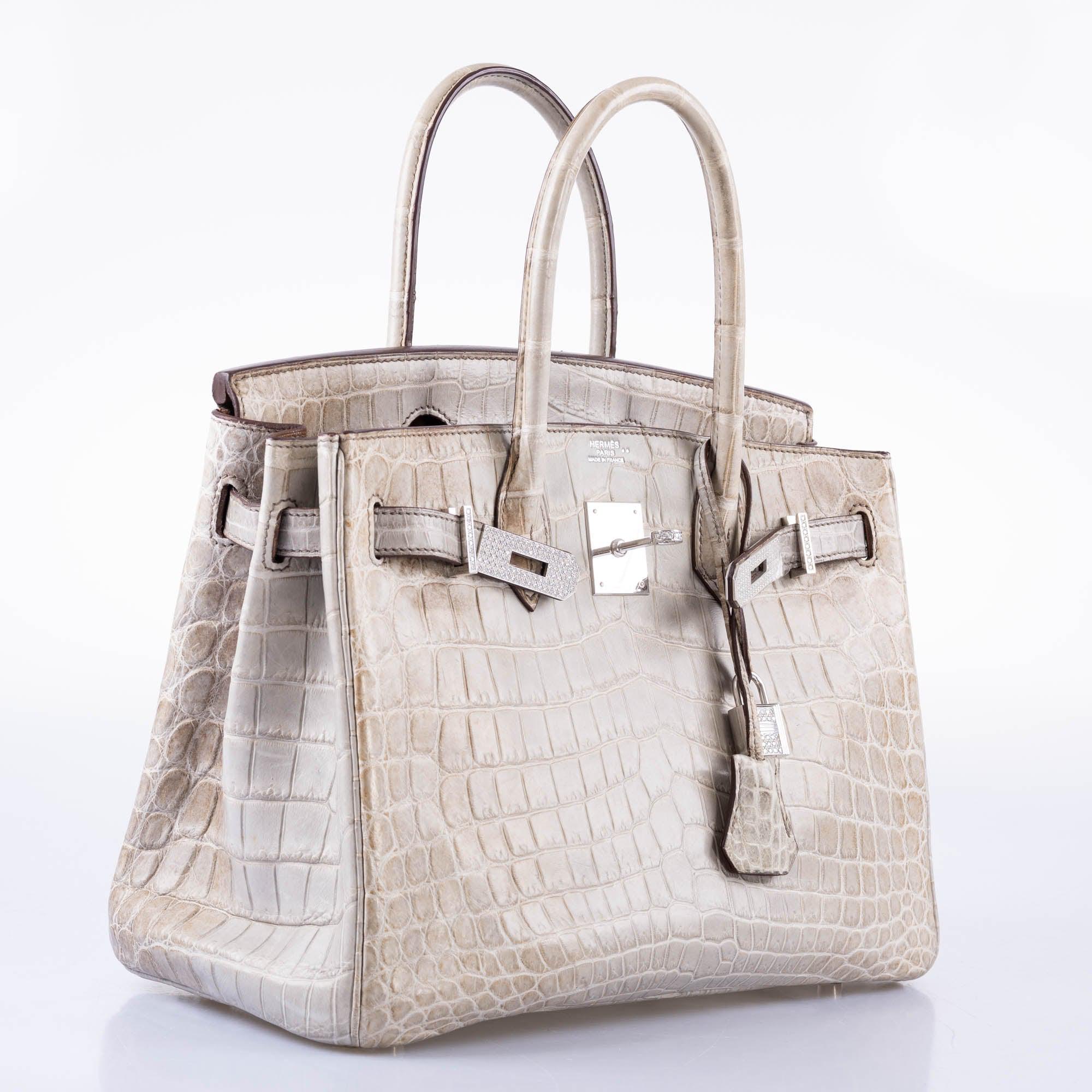 Hermès Birkin 30 Gris Cendre Himalaya Niloticus Crocodile 18K White Gold & Diamond Hardware