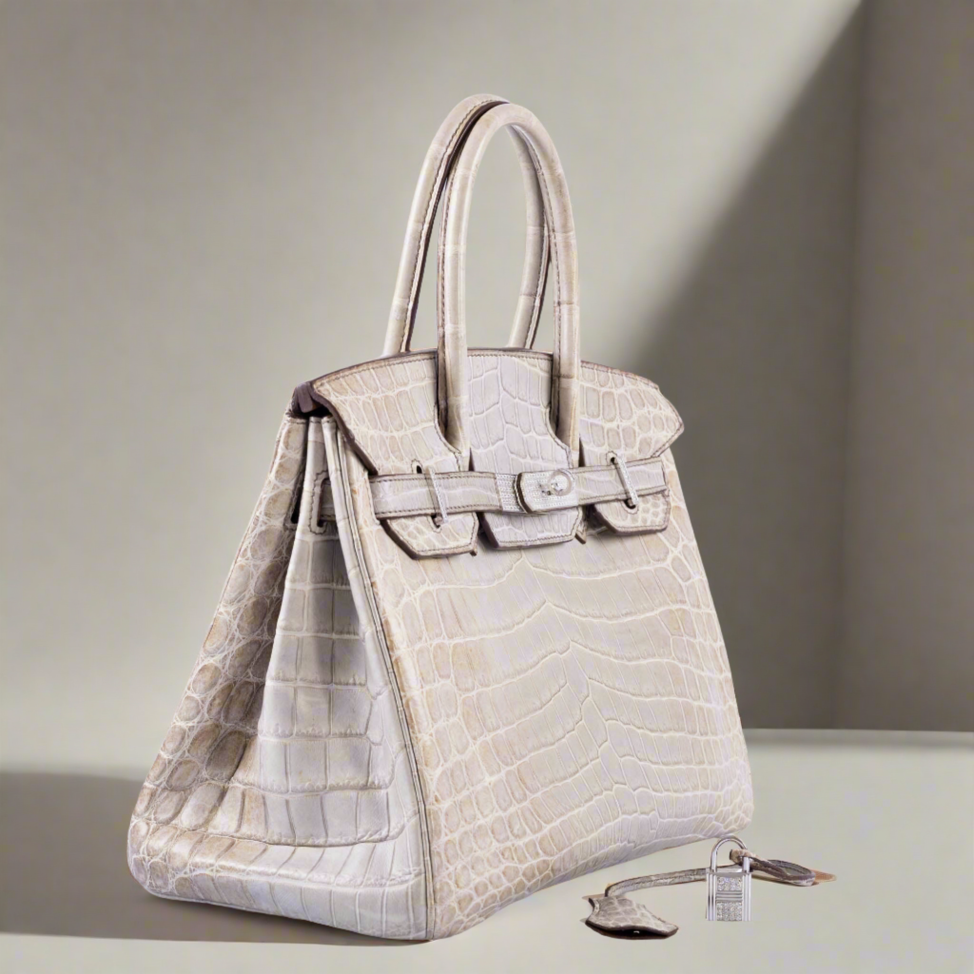 Hermès Birkin 30 Gris Cendre Himalaya Niloticus Crocodile 18K White Gold & Diamond Hardware