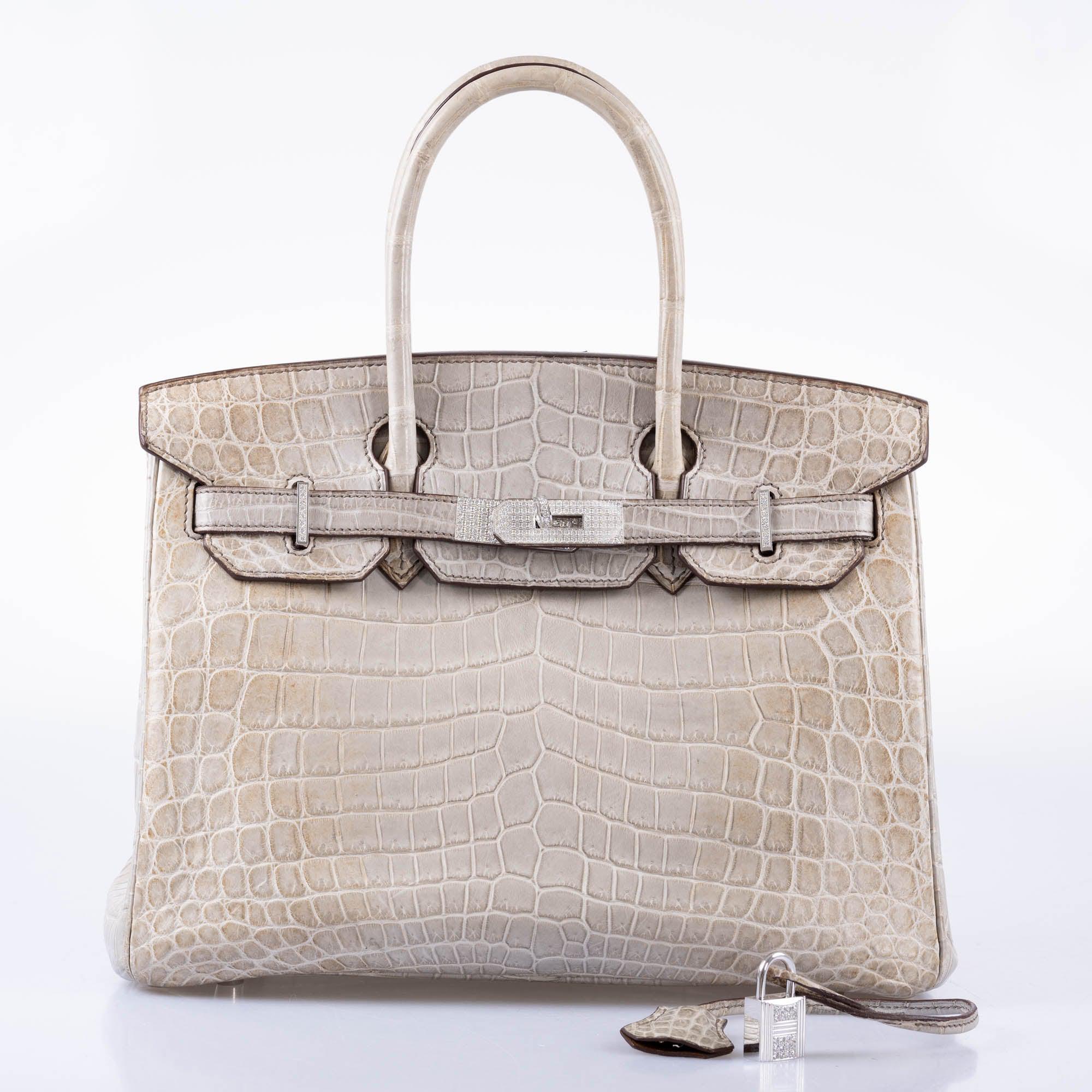 Hermès Birkin 30 Gris Cendre Himalaya Niloticus Crocodile 18K White Gold & Diamond Hardware