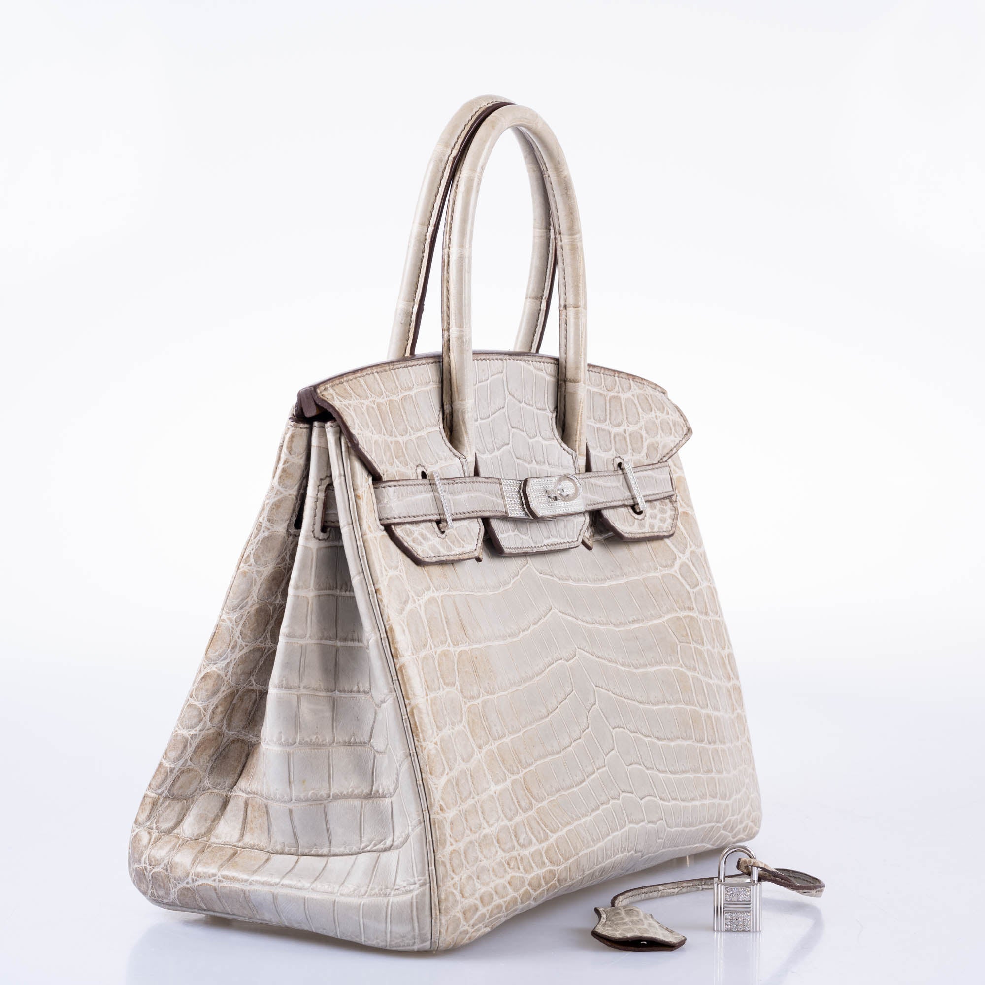 Hermès Birkin 30 Gris Cendre Himalaya Niloticus Crocodile 18K White Gold & Diamond Hardware