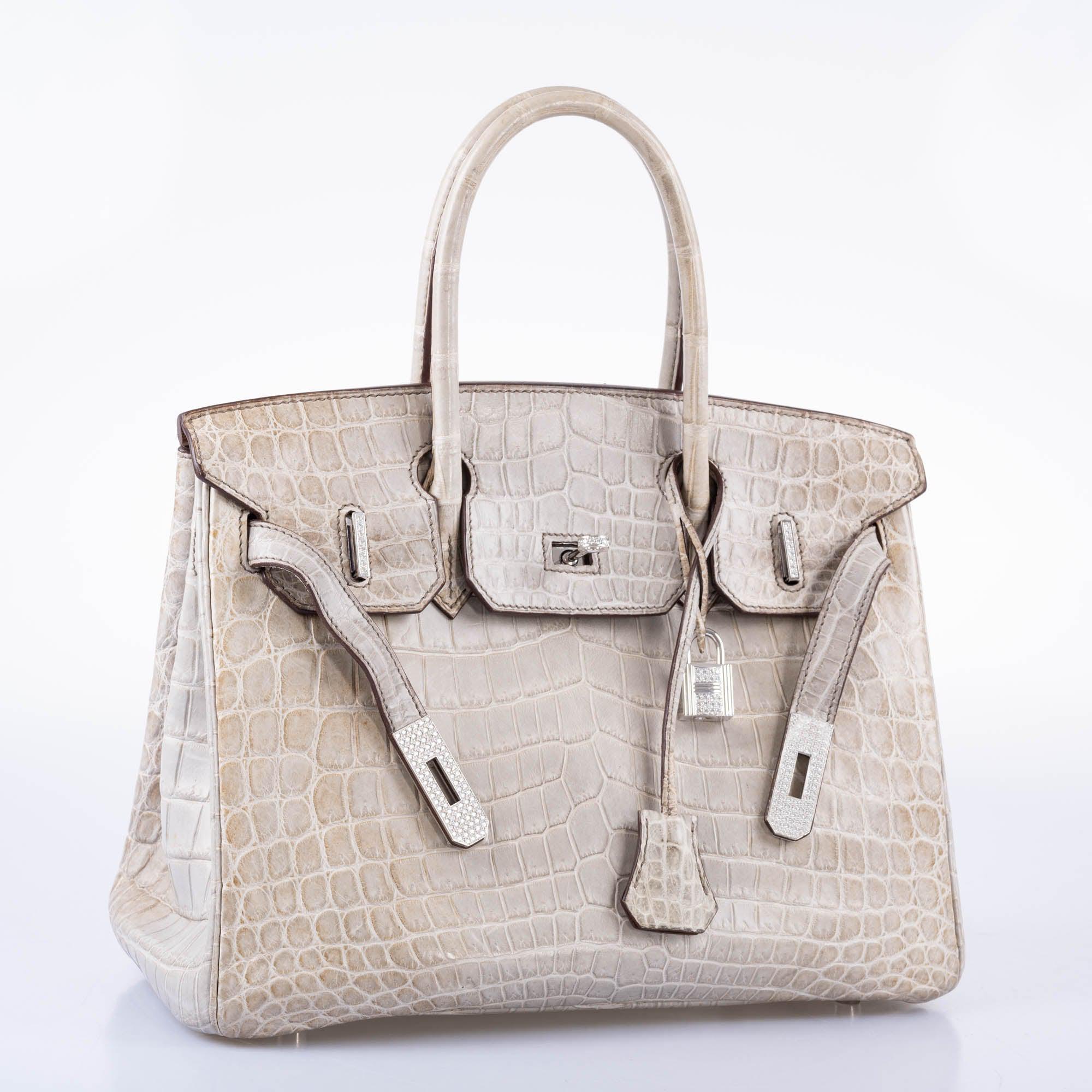 Hermès Birkin 30 Gris Cendre Himalaya Niloticus Crocodile 18K White Gold & Diamond Hardware