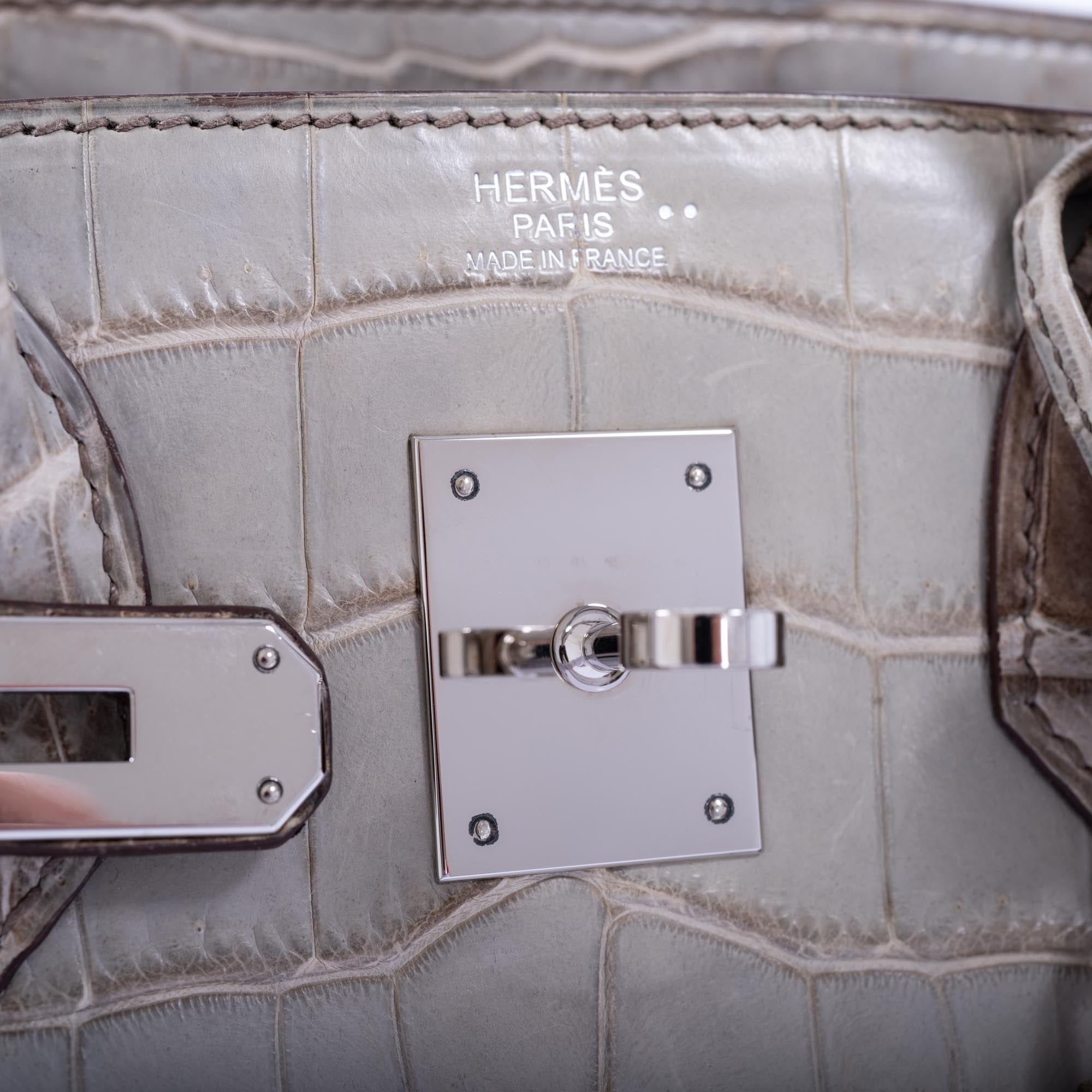 Hermès Birkin 30 Gris Cendre Himalayan Niloticus Crocodile Palladium Hardware