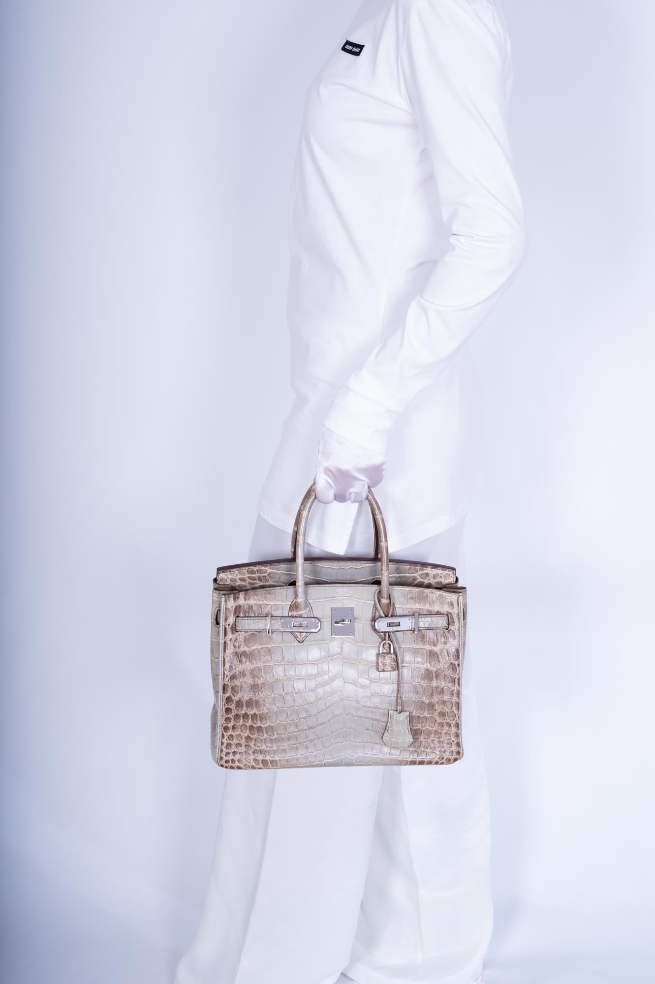 Hermès Birkin 30 Gris Cendre Himalayan Niloticus Crocodile Palladium Hardware