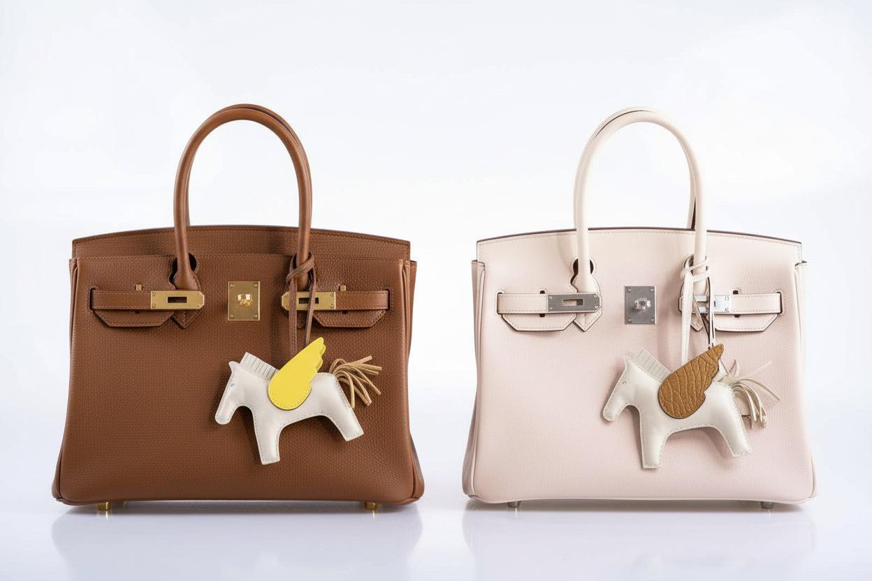 Hermès Birkin 30 Grizzly Chamois Veau Doblis Suede and Alezan Swift with Gold Hardware