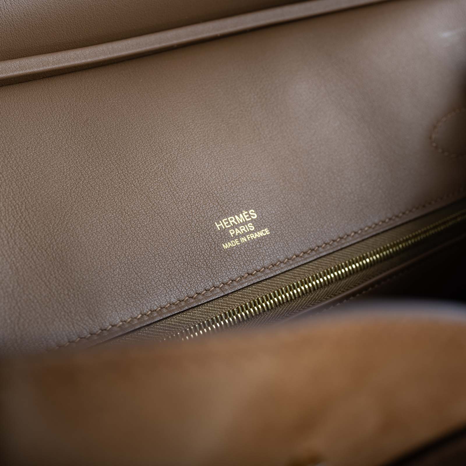 Hermès Birkin 30 Grizzly Chamois Veau Doblis Suede and Alezan Swift with Gold Hardware