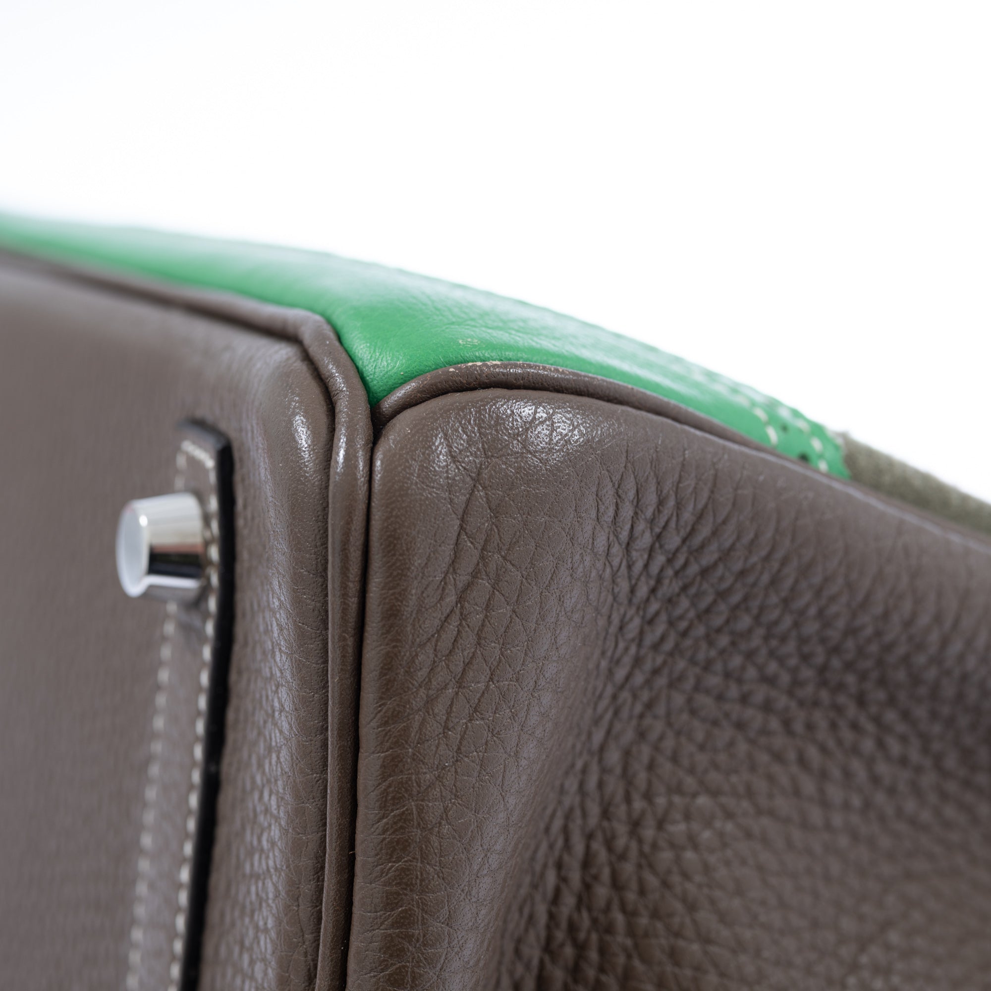 Hermès Birkin 30 Grizzly Ghillies Étoupe/Bambou/Vert de Gris Veau Doblis/Clémence/Evercolor Palladium Hardware