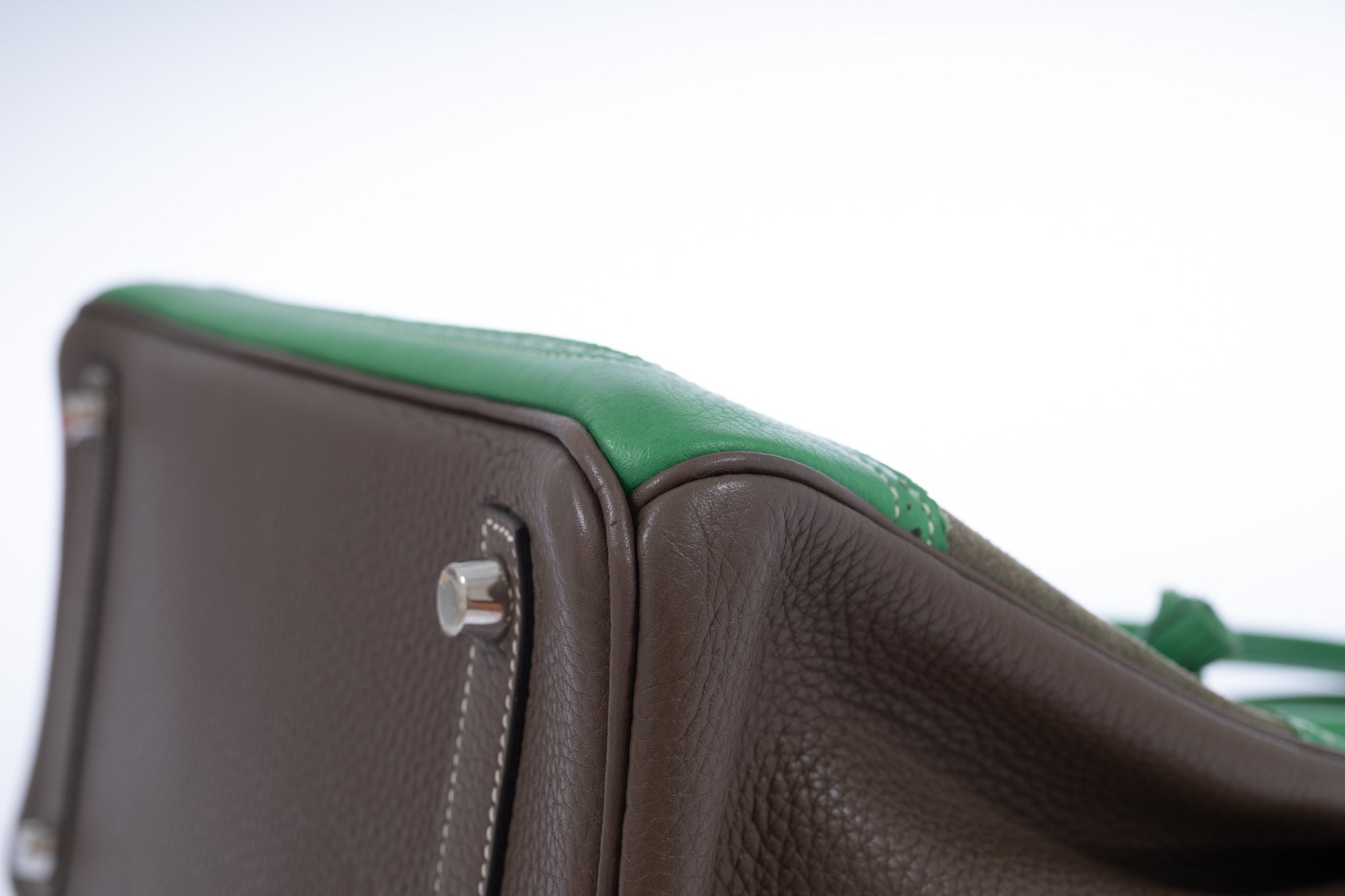 Hermès Birkin 30 Grizzly Ghillies Étoupe/Bambou/Vert de Gris Veau
