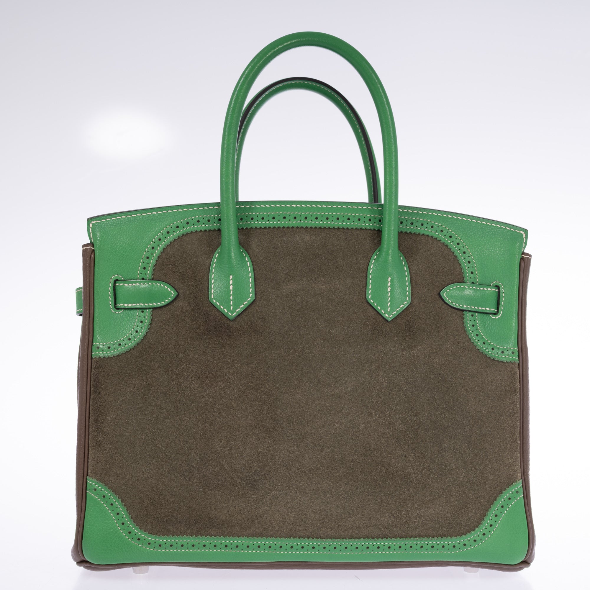 Hermès Birkin 30 Grizzly Ghillies Étoupe/Bambou/Vert de Gris Veau Doblis/Clemence/Evercolor Palladium Hardware