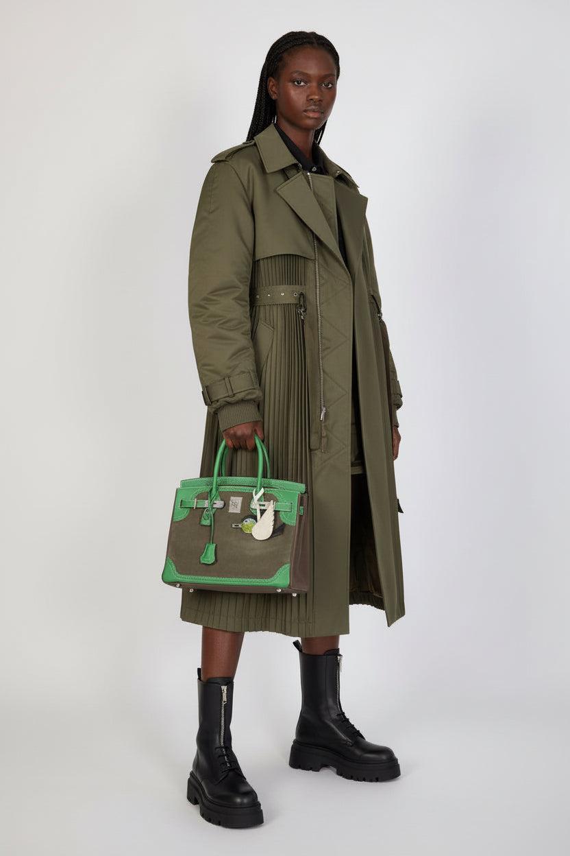 Hermès Birkin 30 Grizzly Ghillies Étoupe/Bambou/Vert de Gris Veau Doblis/Clémence/Evercolor Palladium Hardware