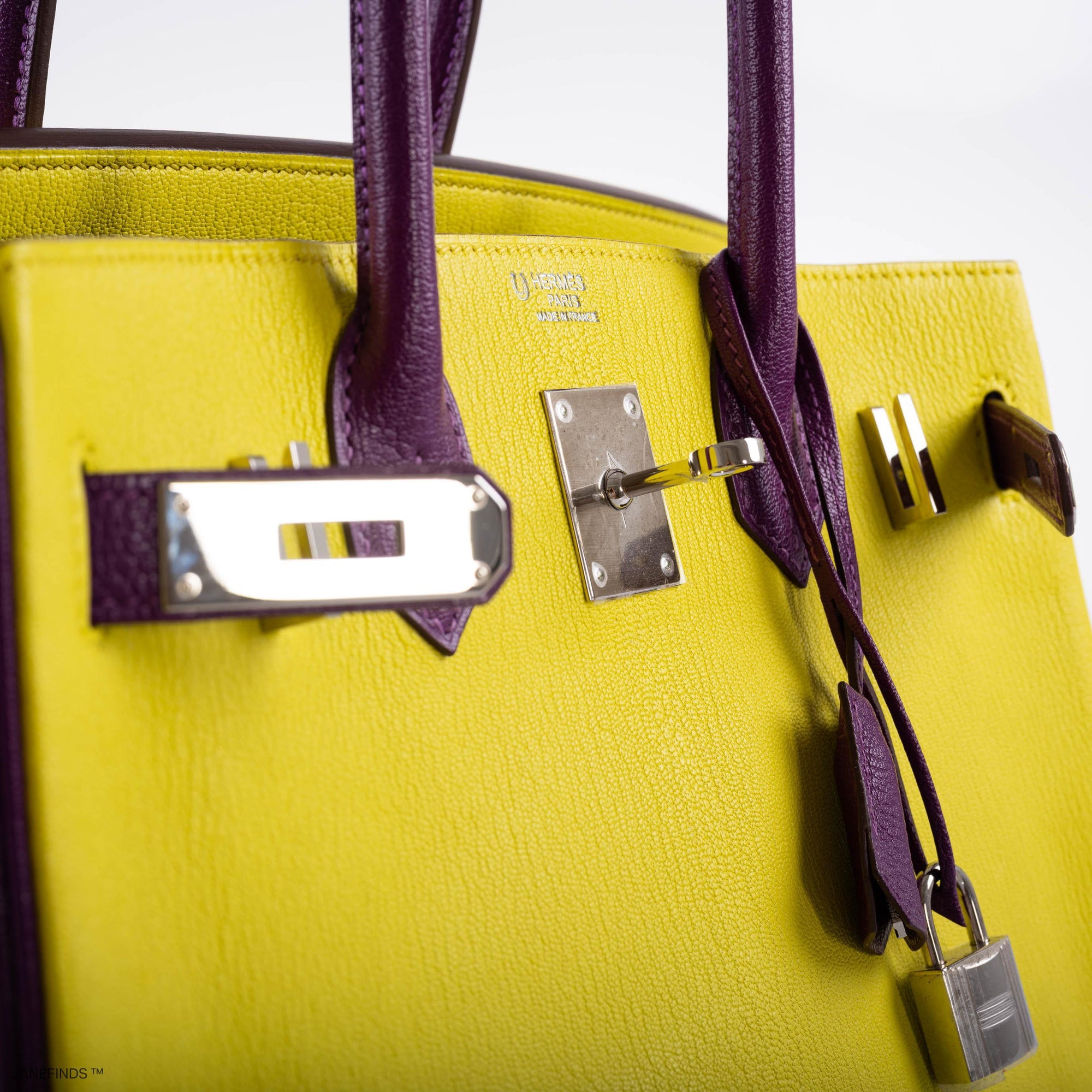 Hermès Birkin 30 HSS Bi-Color Lime and Anémone Chèvre Mysore Palladium Hardware