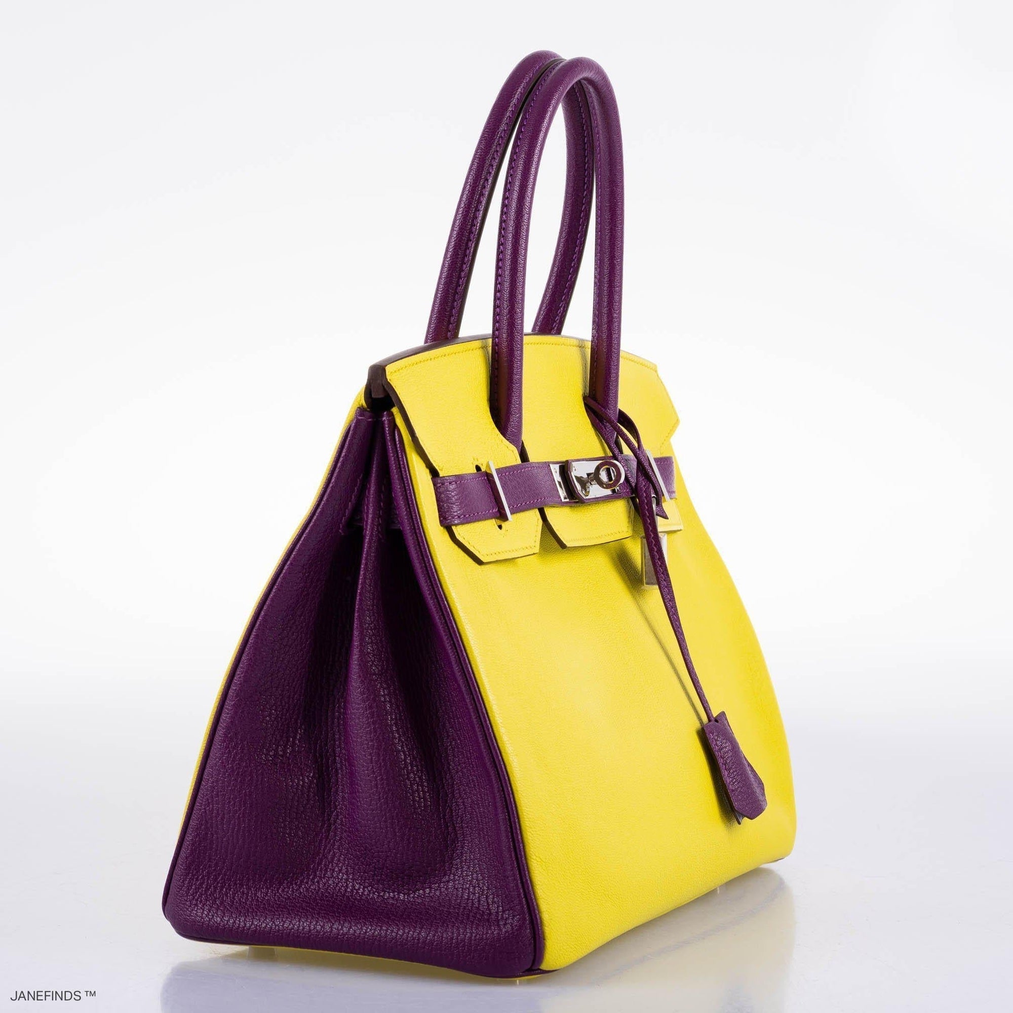Hermès Birkin 30 HSS Bi-Color Lime and Anémone Chèvre Mysore Palladium Hardware