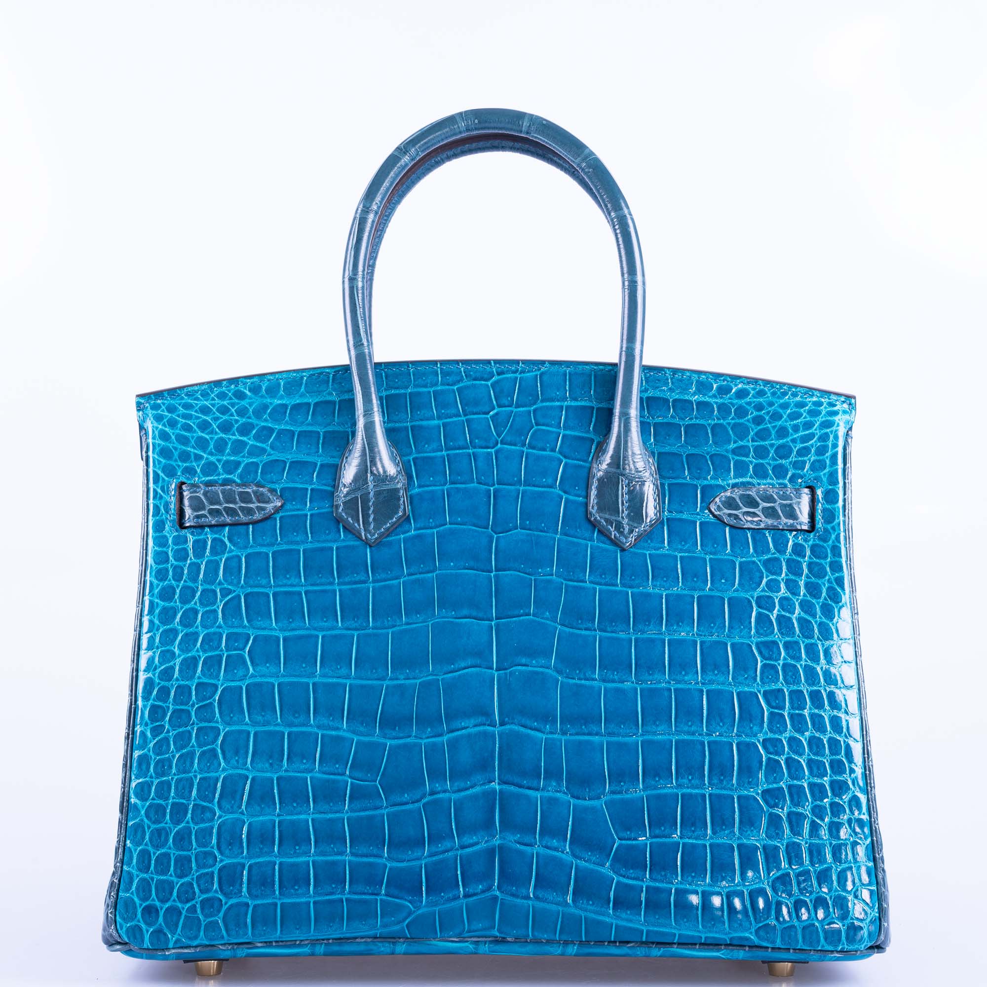 Hermès Birkin 30 HSS Blue Izmir and Blue Colvert Porosus Crocodile Brushed Gold Hardware