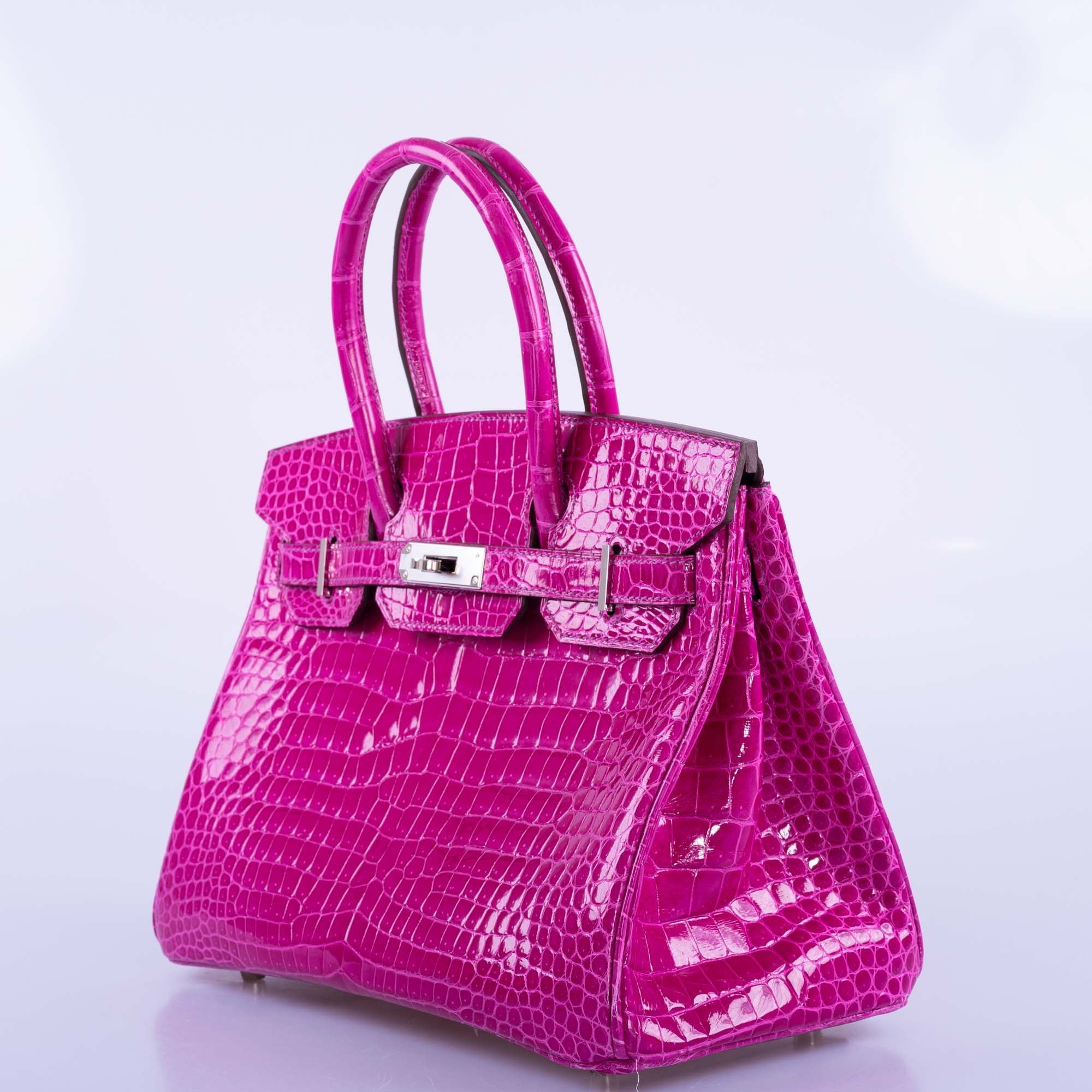 Hermès Birkin 30 HSS Rose Scheherazade Porosus Crocodile, Cassis Interior Palladium Hardware