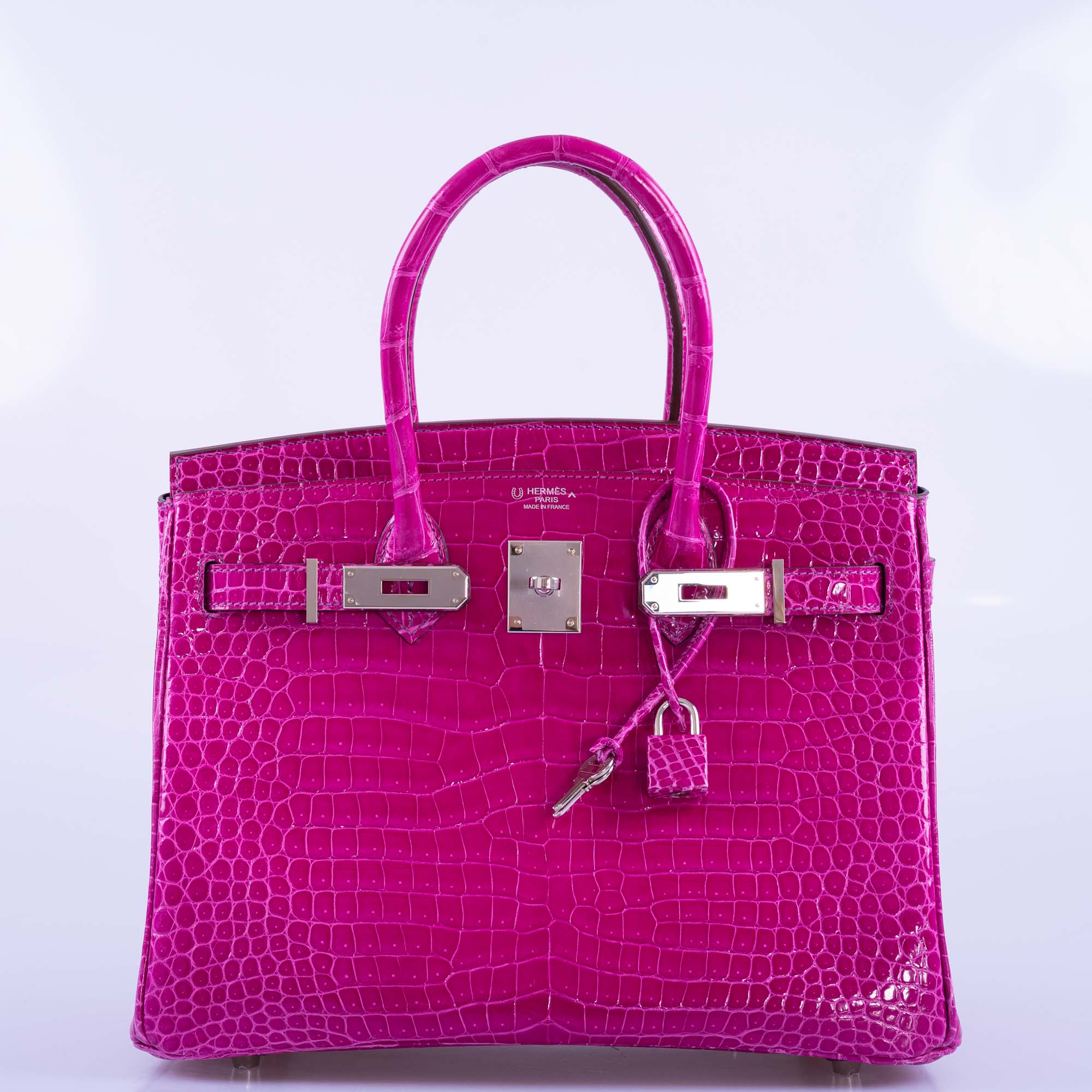 Hermès Birkin 30 HSS Rose Scheherazade Porosus Crocodile, Cassis Interior Palladium Hardware