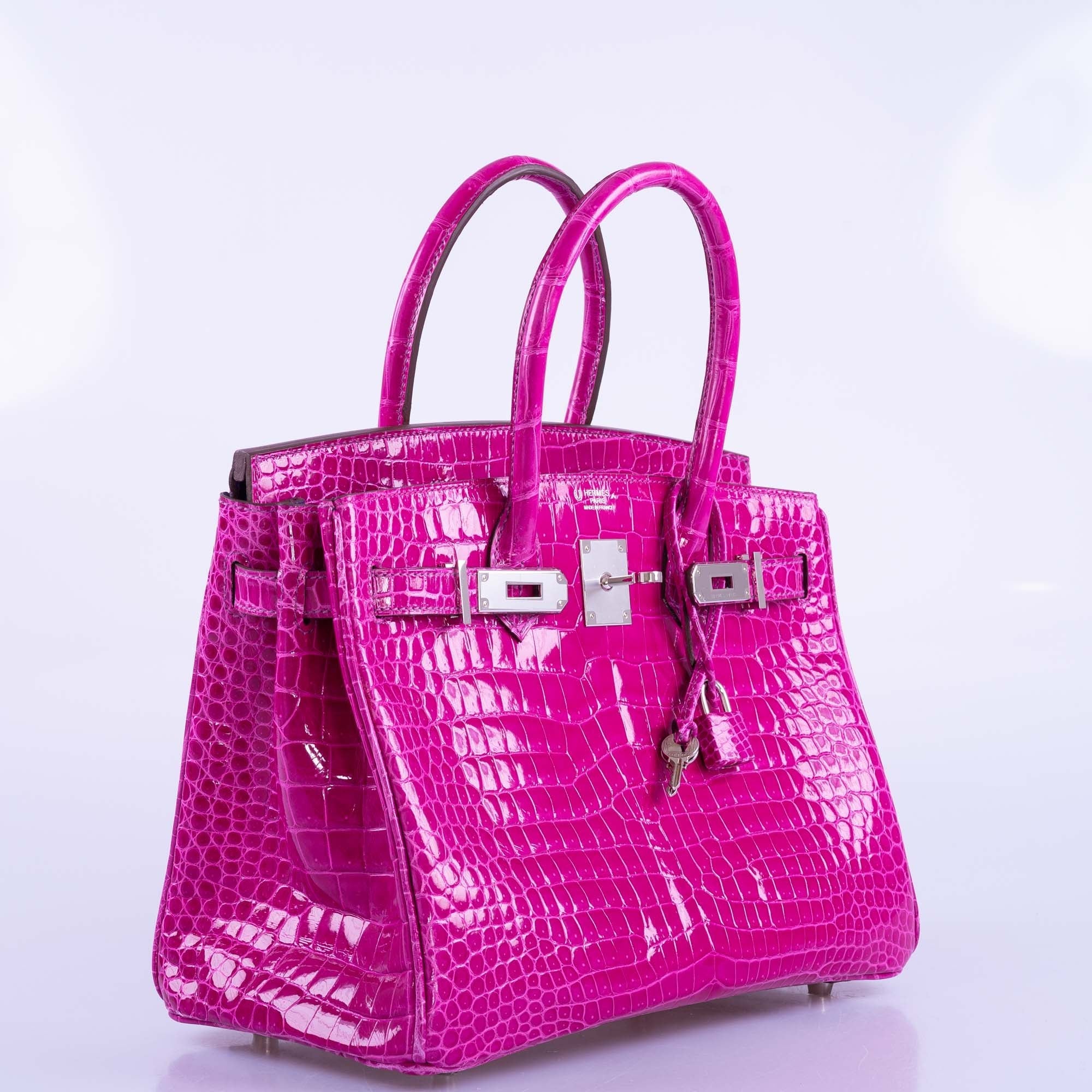 Hermès Birkin 30 HSS Rose Scheherazade Porosus Crocodile, Cassis Interior Palladium Hardware