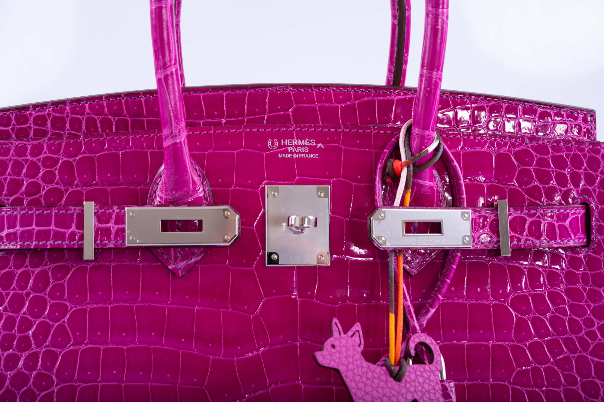 Hermès Birkin 30 HSS Rose Scheherazade Porosus Crocodile, Cassis Interior Palladium Hardware