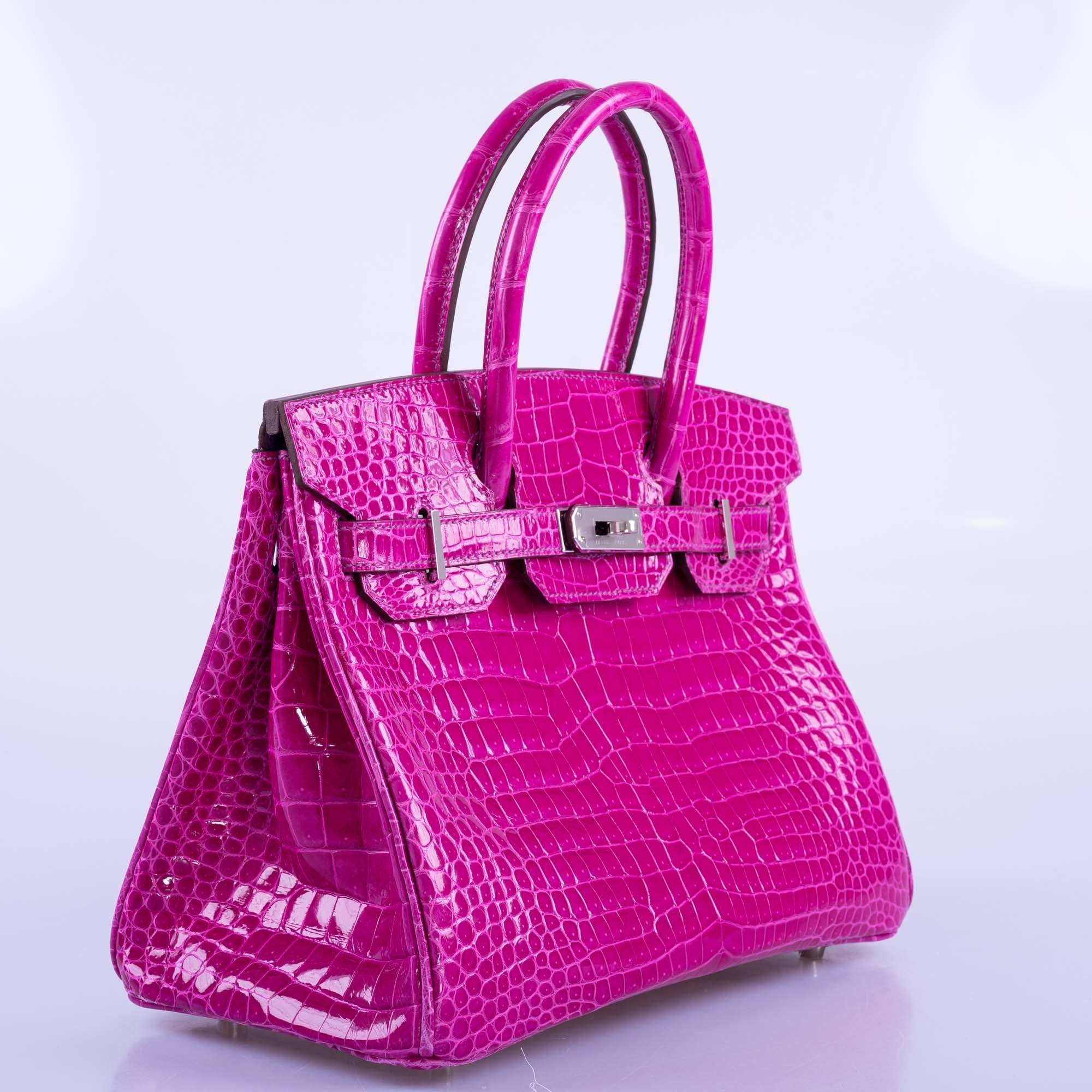 Hermès Birkin 30 HSS Rose Scheherazade Porosus Crocodile, Cassis Interior Palladium Hardware