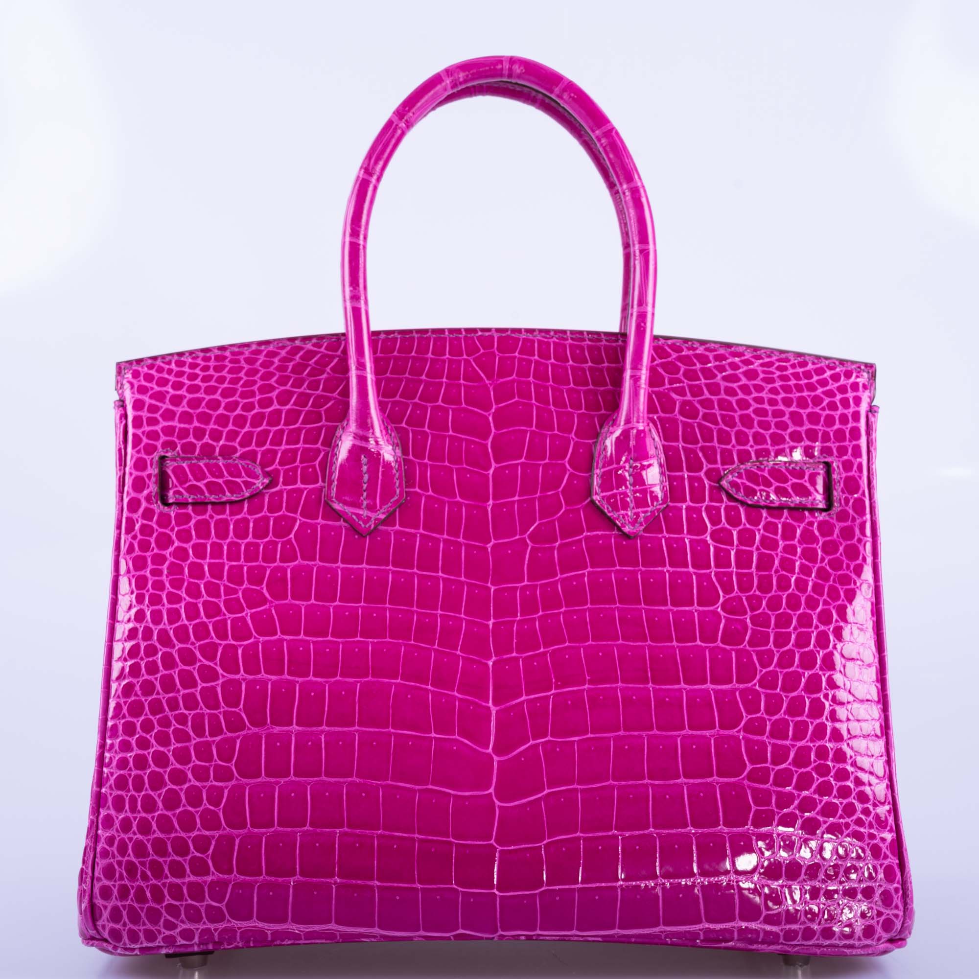 Hermès Birkin 30 HSS Rose Scheherazade Porosus Crocodile, Cassis Interior Palladium Hardware