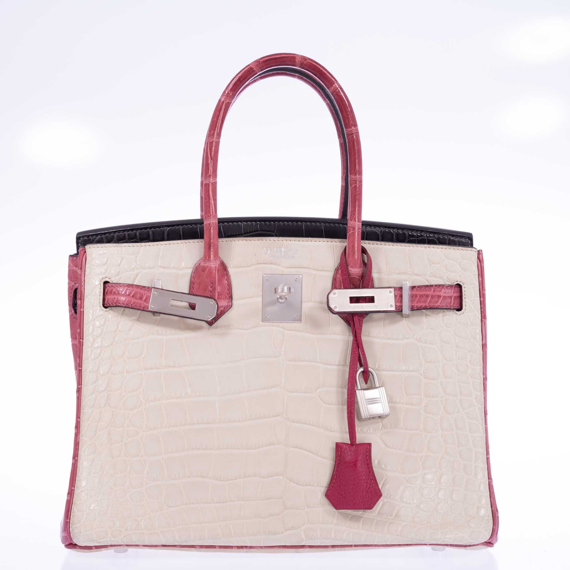 Hermès Birkin 30 HSS Tri-Color Beton, Gray Paris, Boise de Rose Alligator Brushed Palladium Hardware