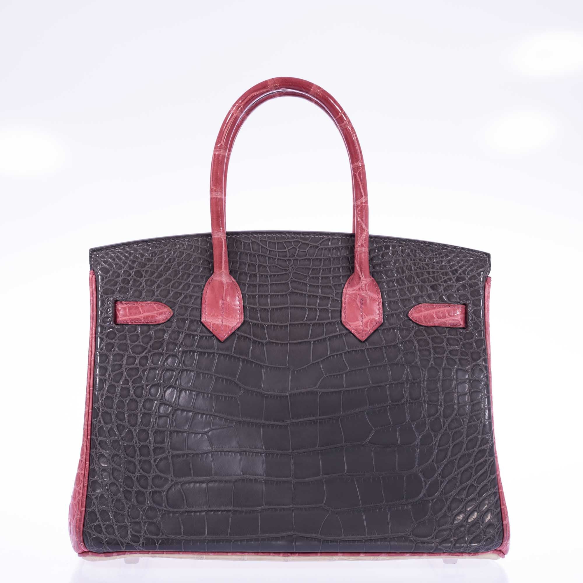 Hermès Birkin 30 HSS Tri-Color Béton, Gris Paris, and Bois de Rose Matte Alligator Brushed Palladium Hardware