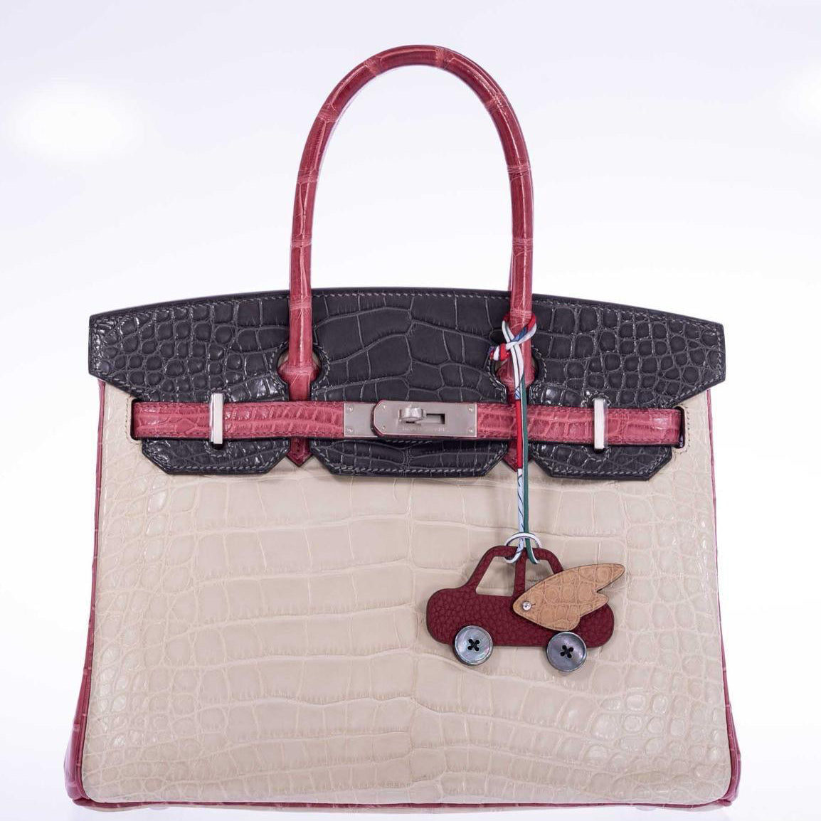 Hermès Birkin 30 HSS Tri-Color Béton, Gris Paris, and Bois de Rose Matte Alligator Brushed Palladium Hardware