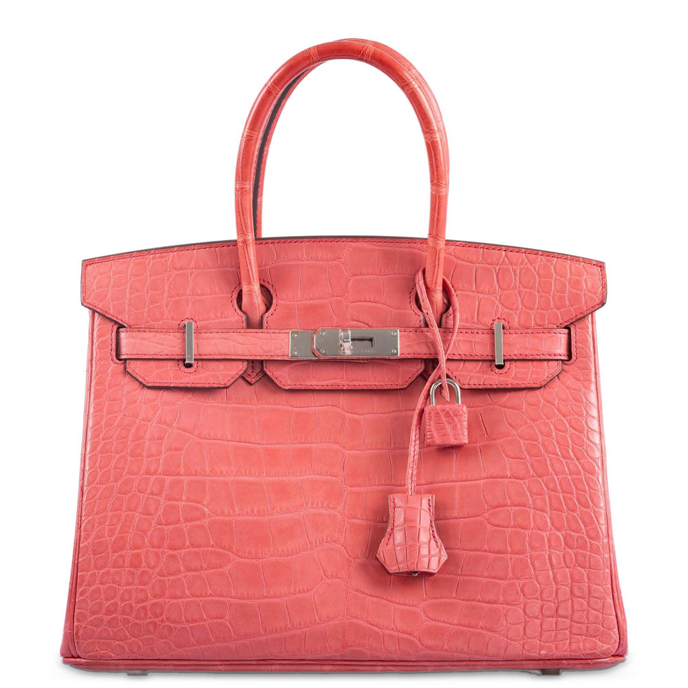 Hermès Birkin 30 Matte Bougainvillier Alligator Palladium Hardware, front view