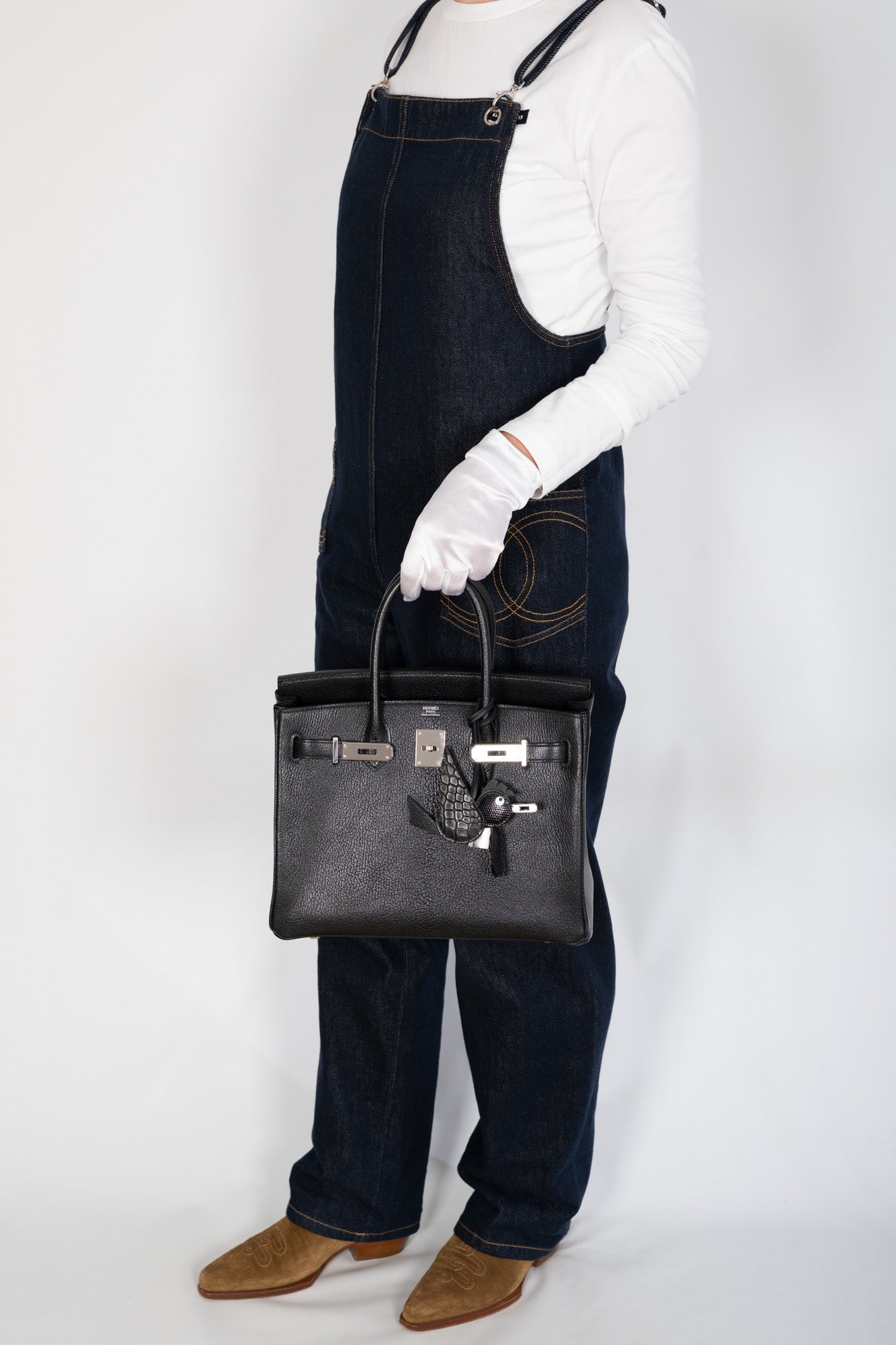 Hermès Birkin 30 Noir Chevre Mysore with Palladium Hardware
