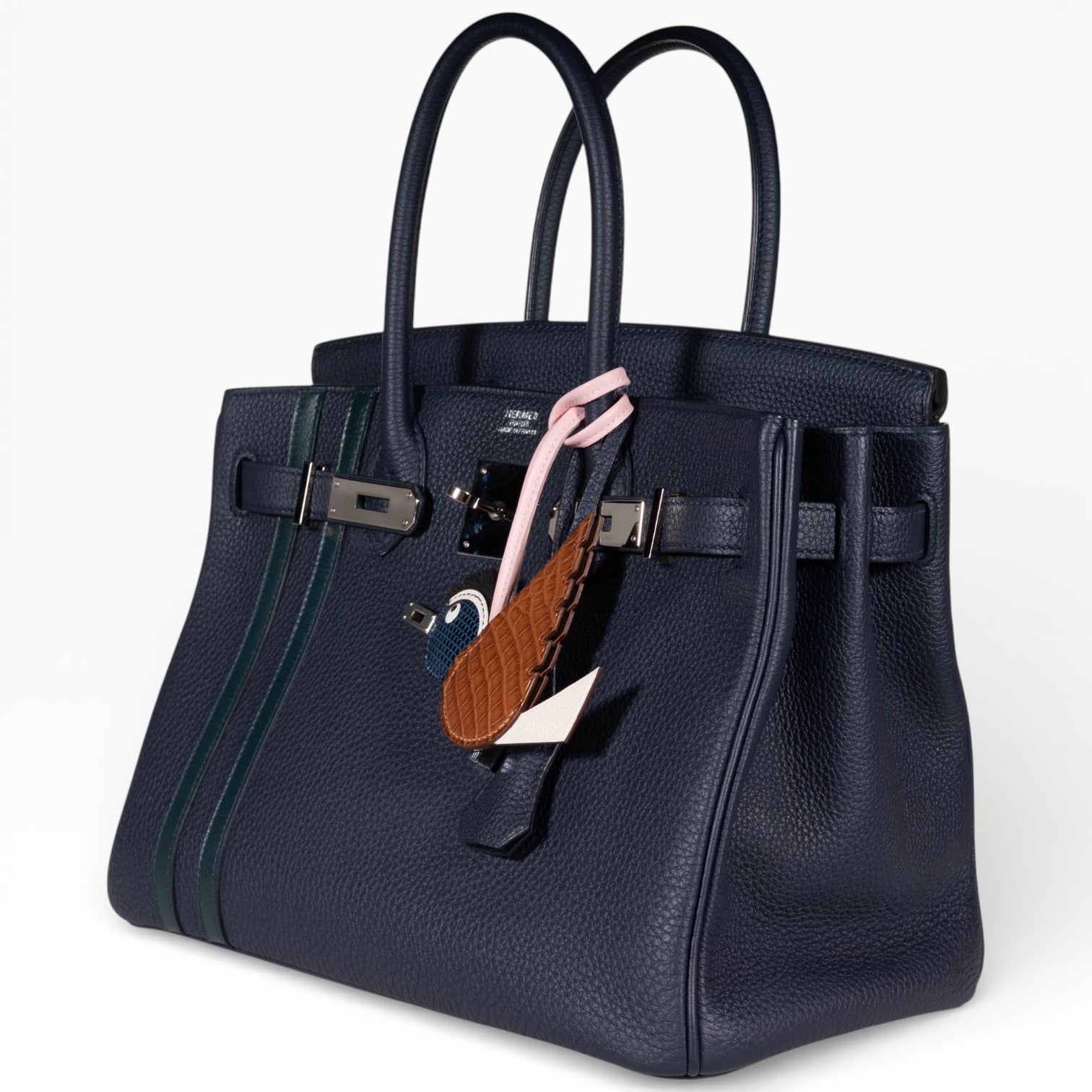 Hermès Birkin 30 Officier Bleu Nuit Vert Cyprès Togo Swift Palladium Hardware
