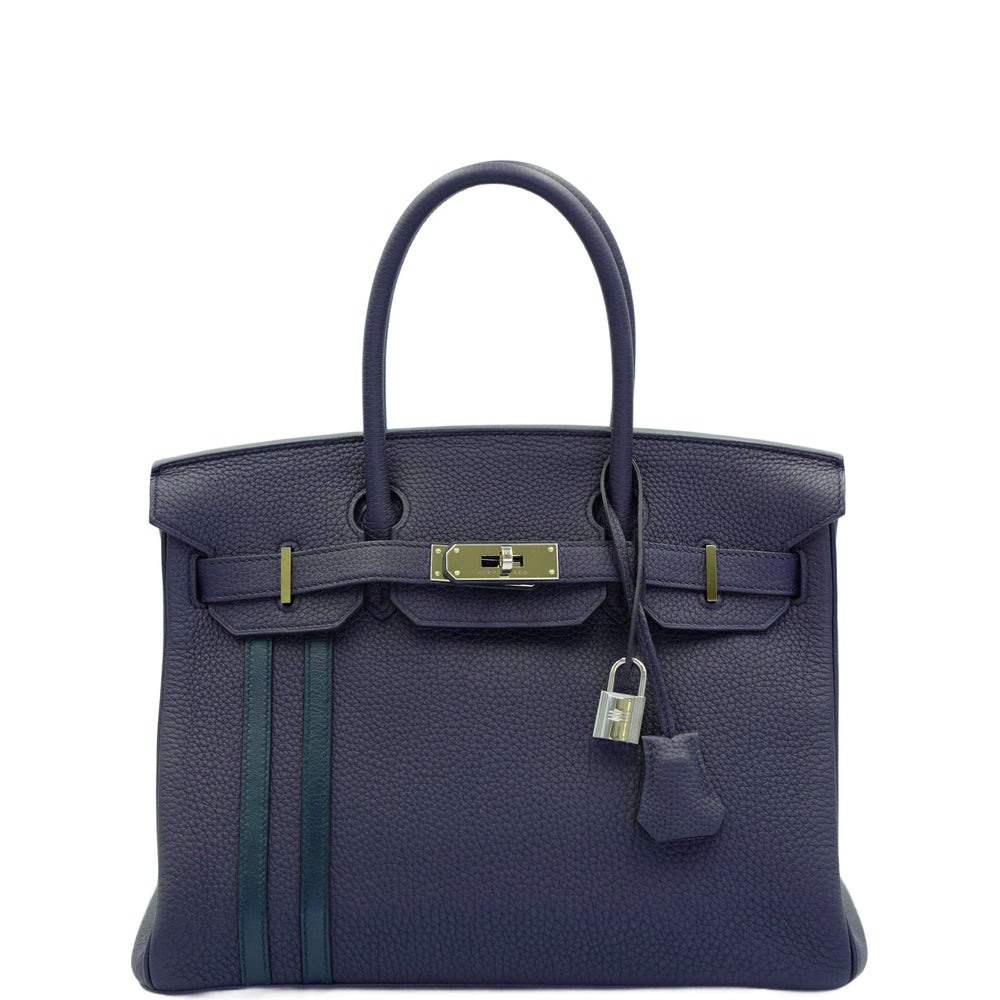 Hermès Birkin 30 Officier Bleu Nuit Vert Cyprès Togo Swift Palladium Hardware