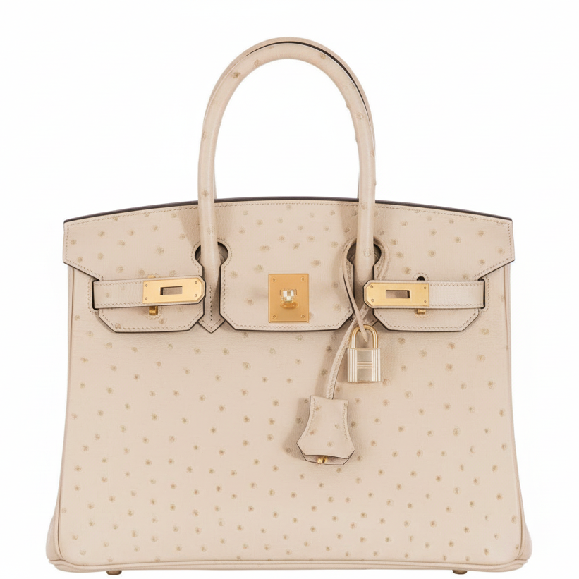 Hermès Birkin 30 Parchemin Ostrich Gold Hardware