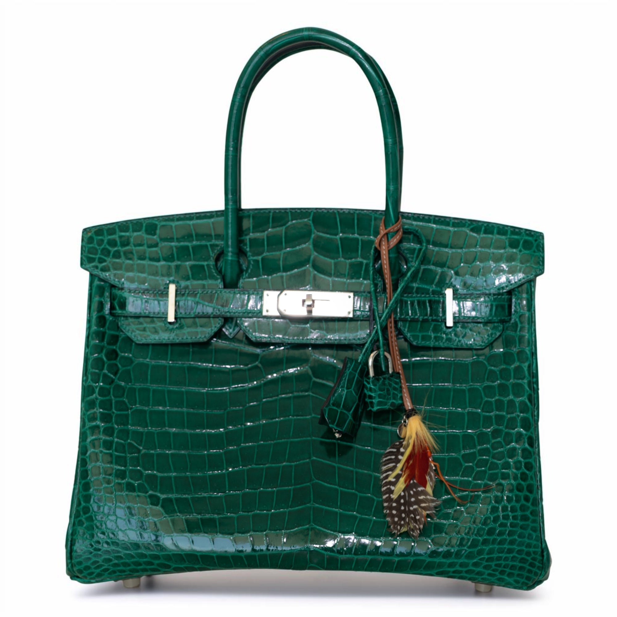 Hermès Birkin 30 Retourne Vert Émeraude Shiny Porosus Crocodile Palladium Hardware