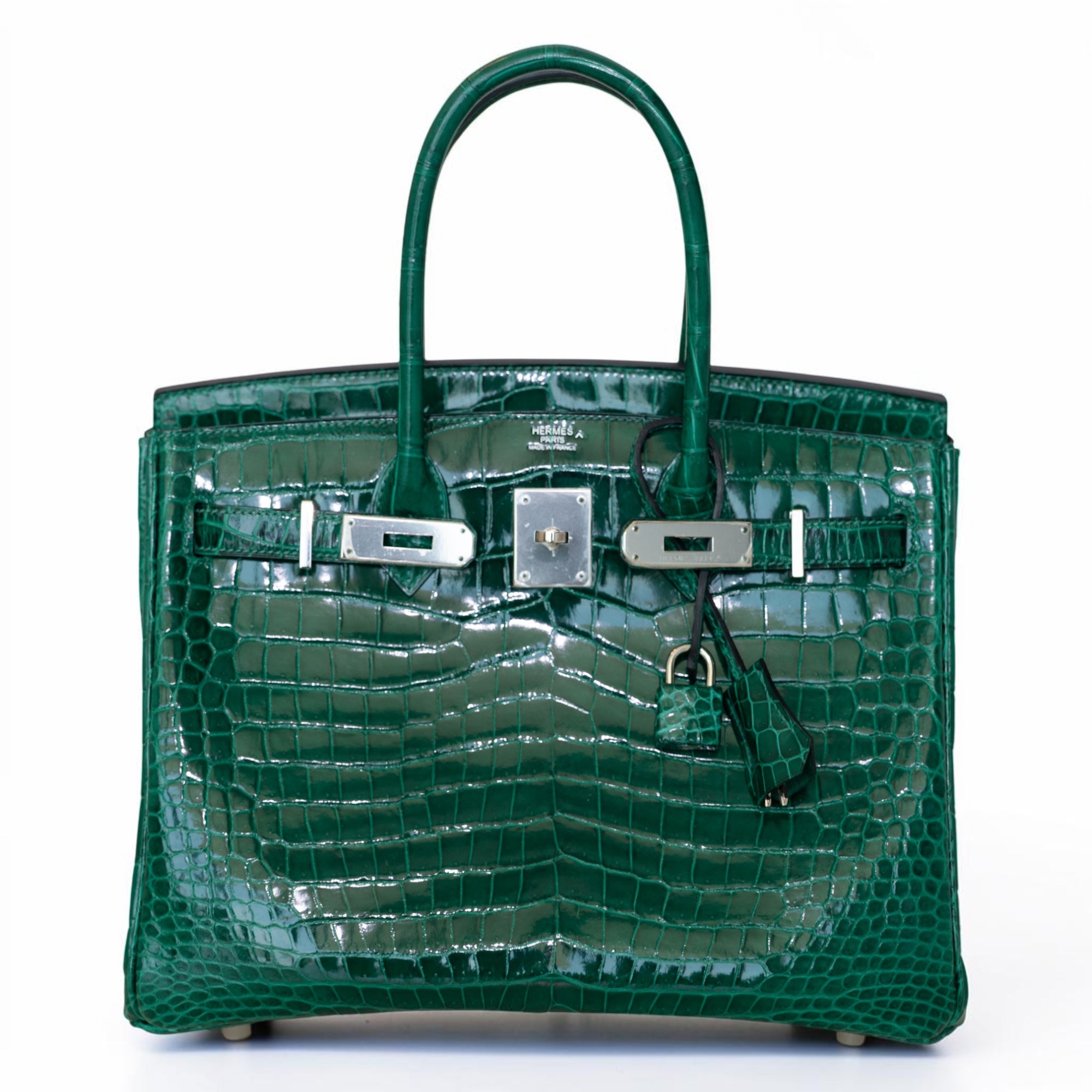 Hermès Birkin 30 Retourne Vert Émeraude Shiny Porosus Crocodile Palladium Hardware