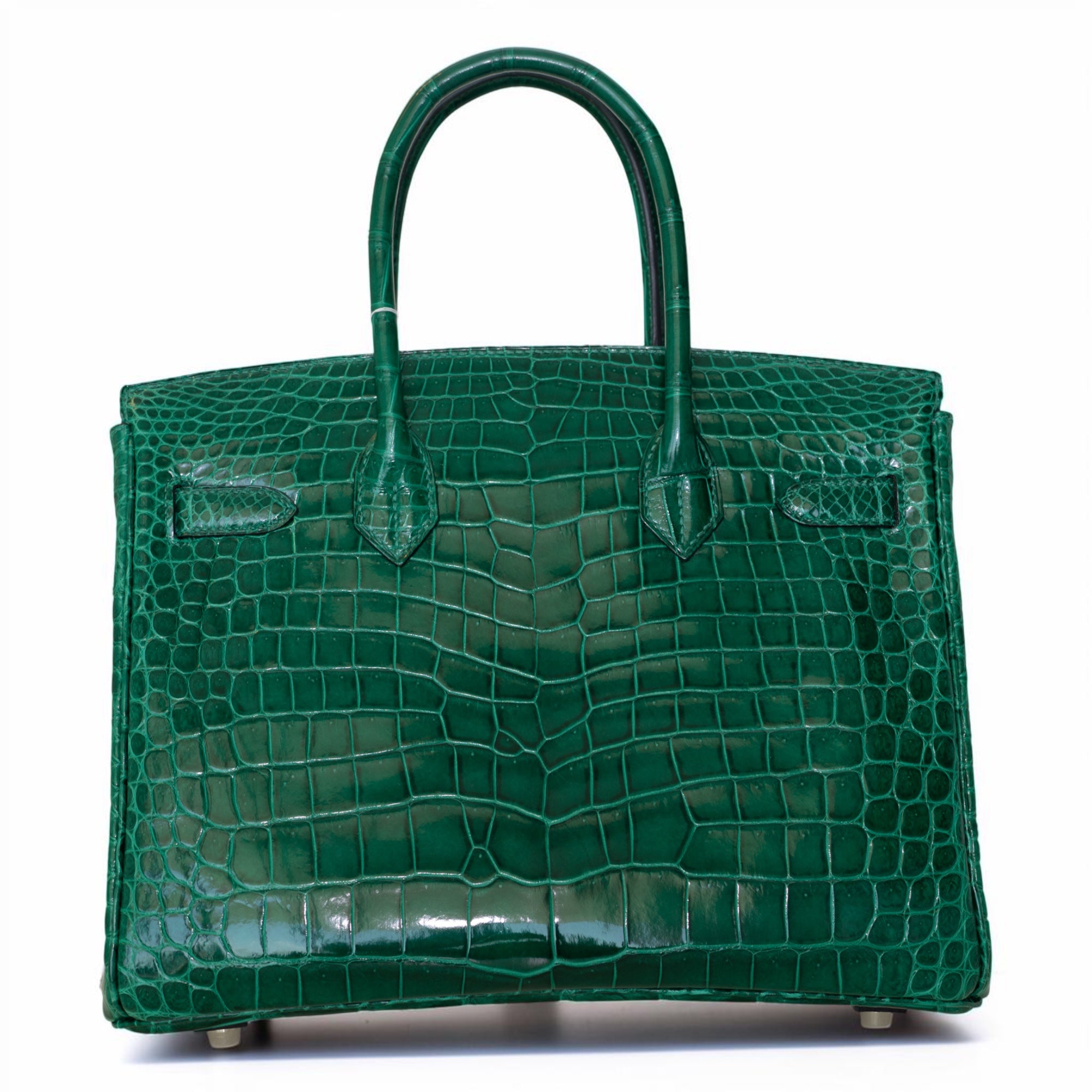 Hermès Birkin 30 Retourne Vert Émeraude Shiny Porosus Crocodile Palladium Hardware